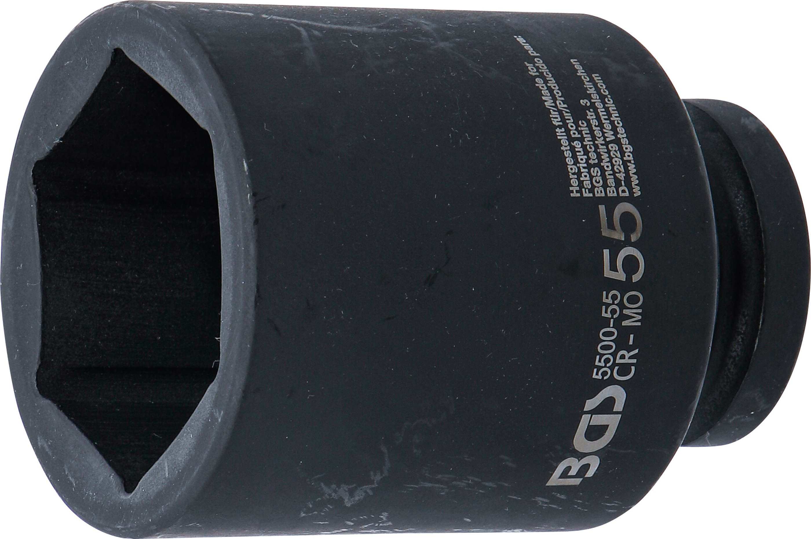 BGS Kraft-Steckschlüssel-Einsatz Sechskant, tief | Antrieb Innenvierkant 25 mm (1") | SW 55 mm