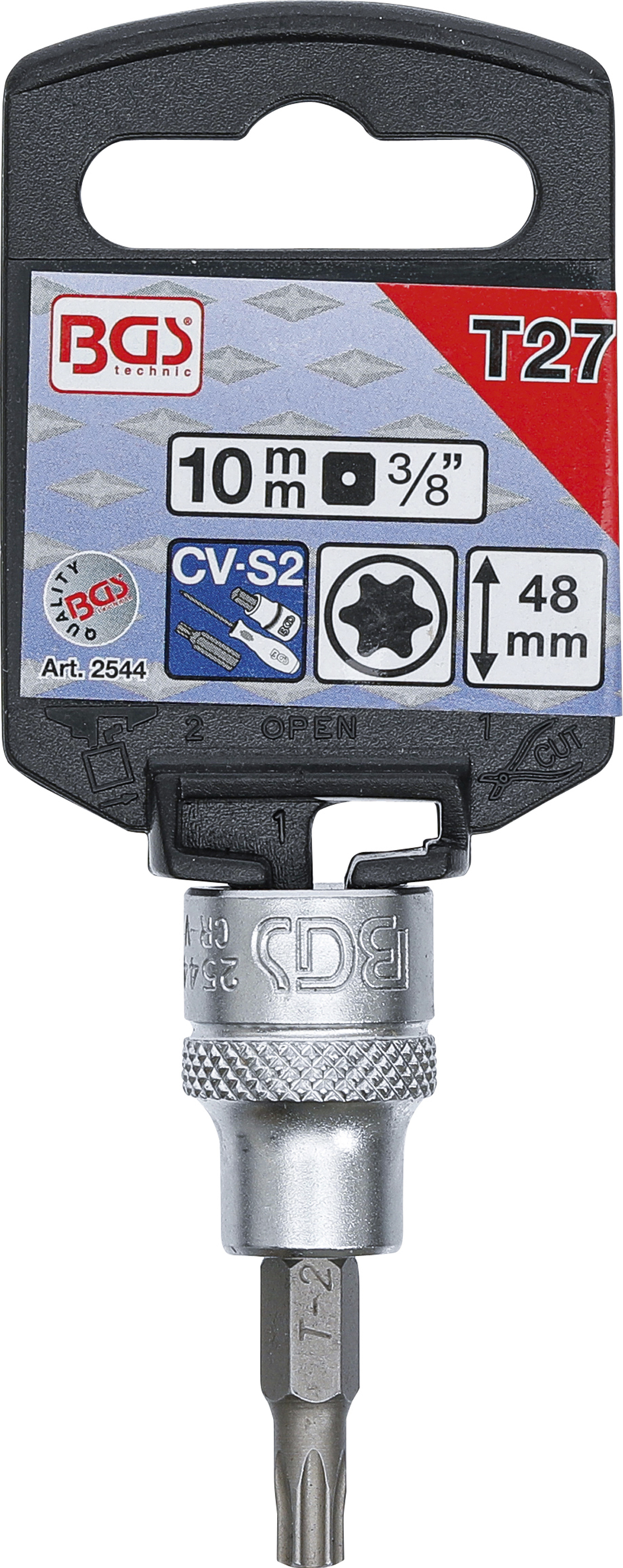 BGS Bit-Einsatz | Antrieb Innenvierkant 10 mm (3/8") | T-Profil (für Torx) T27