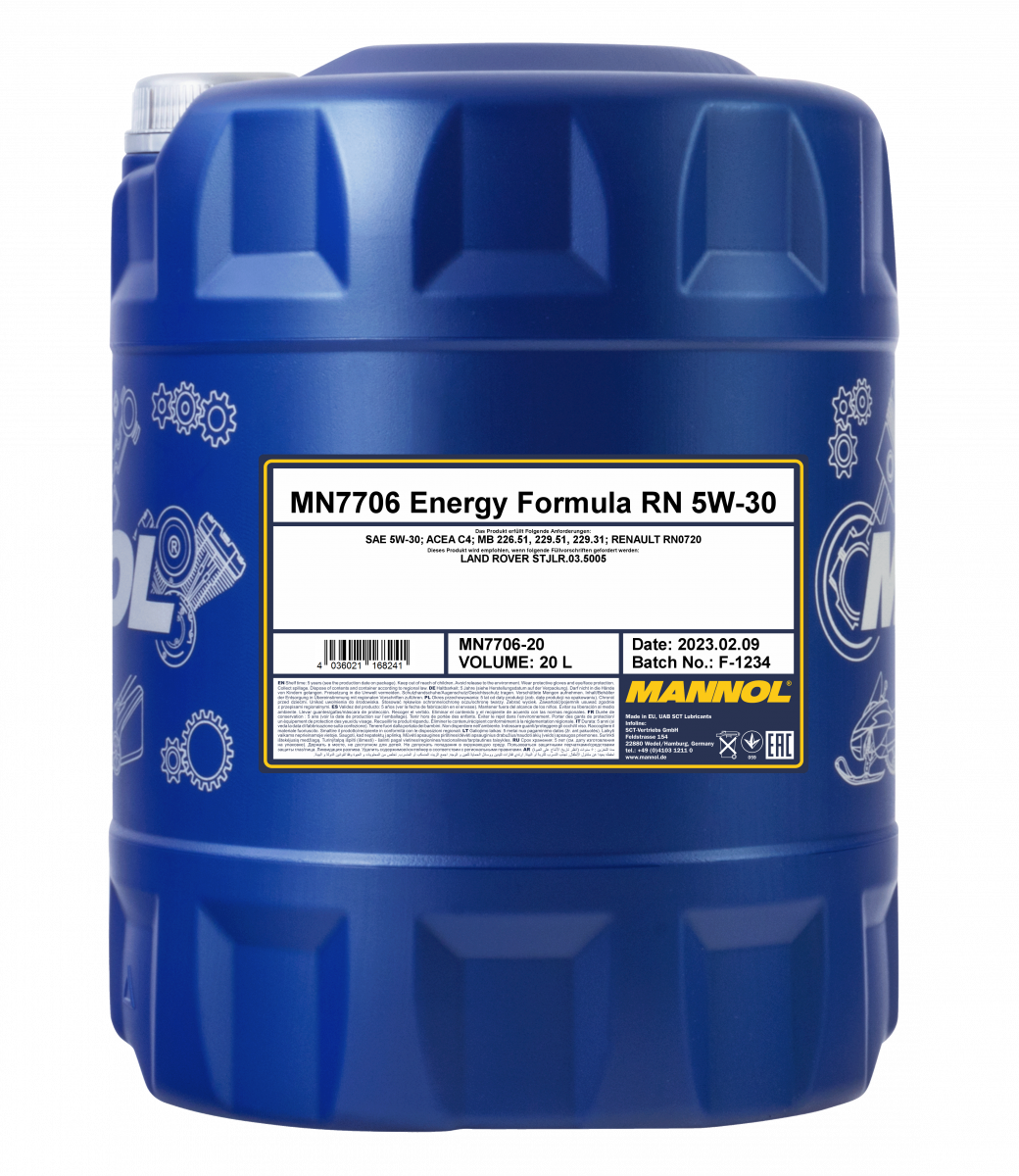 5W-30 Mannol 7706 Energy Formula RN Motoröl 20 Liter