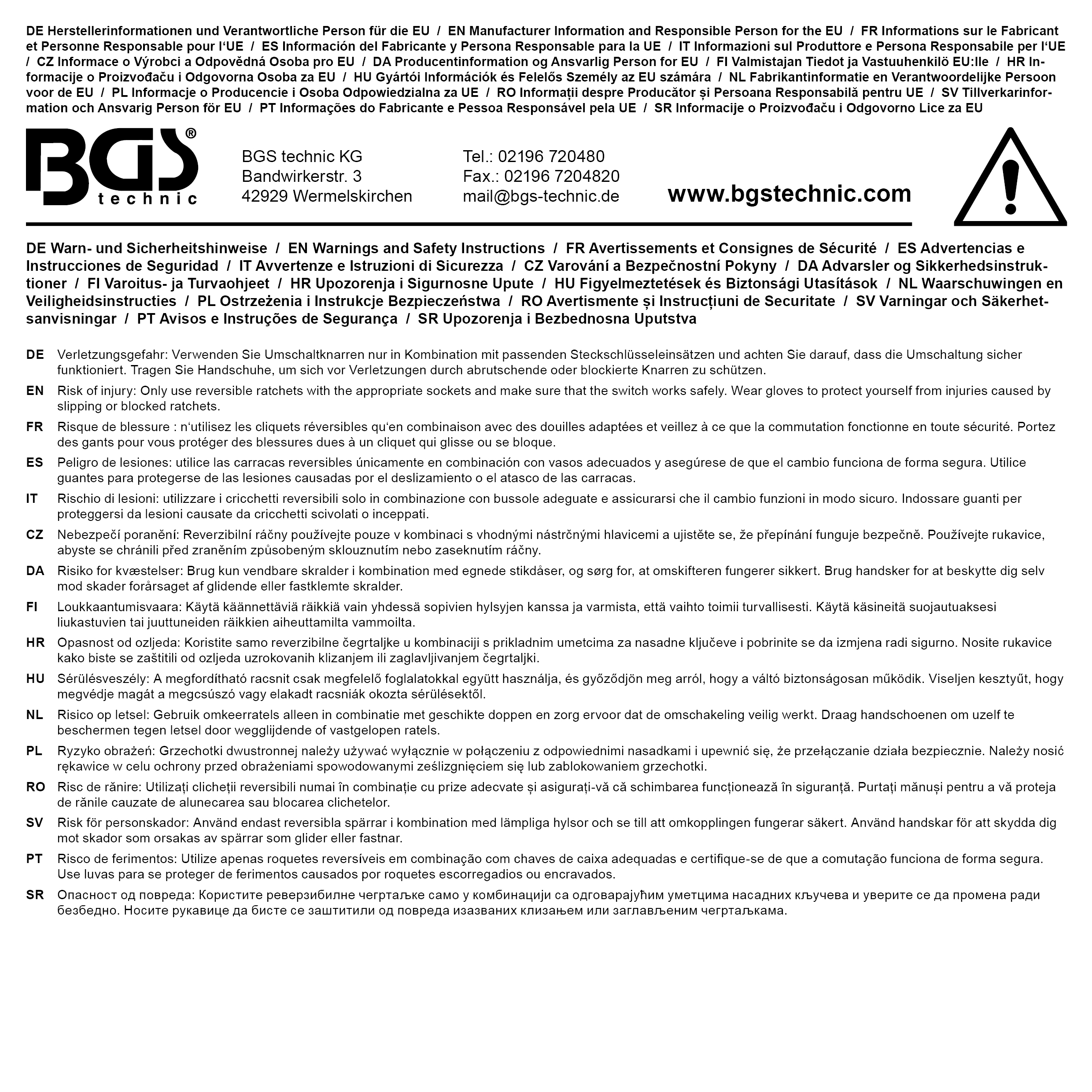 BGS Umschaltknarre | Abtrieb Außenvierkant 12,5 mm (1/2")