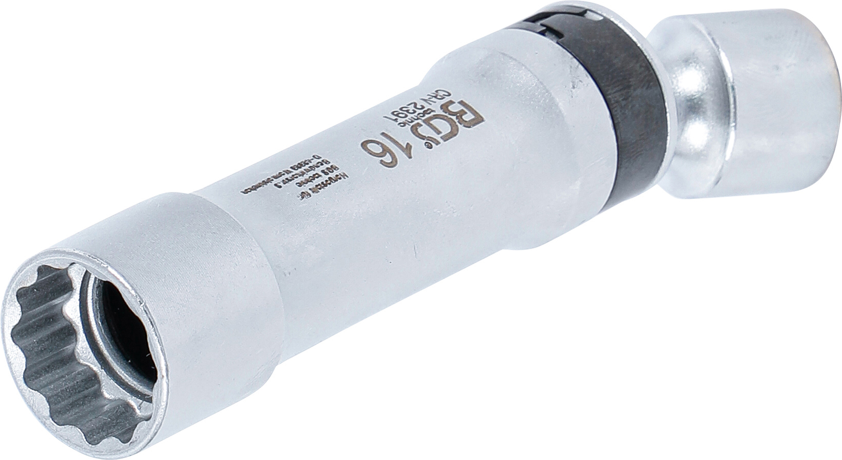 BGS Zündkerzen-Gelenkeinsatz Zwölfkant mit Haltefeder | Antrieb Innenvierkant 10 mm (3/8") | SW 16 mm