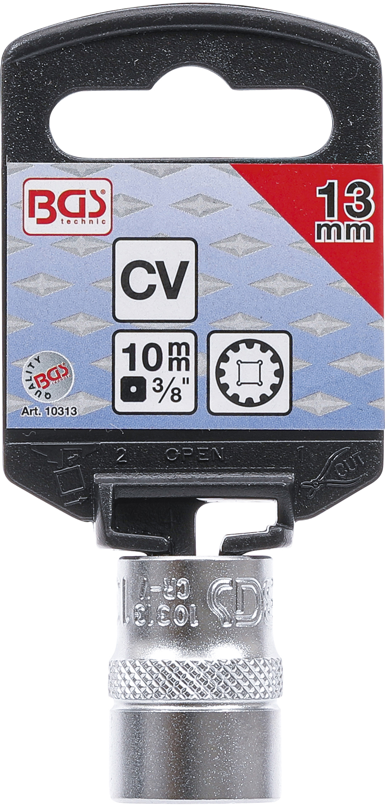 BGS Steckschlüssel-Einsatz Gear Lock | Antrieb Innenvierkant 10 mm (3/8") | SW 13 mm