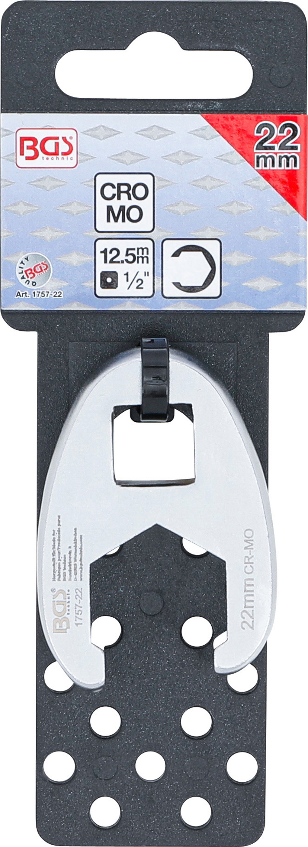 BGS Hahnenfußschlüssel | Antrieb Innenvierkant 12,5 mm (1/2") | SW 22 mm