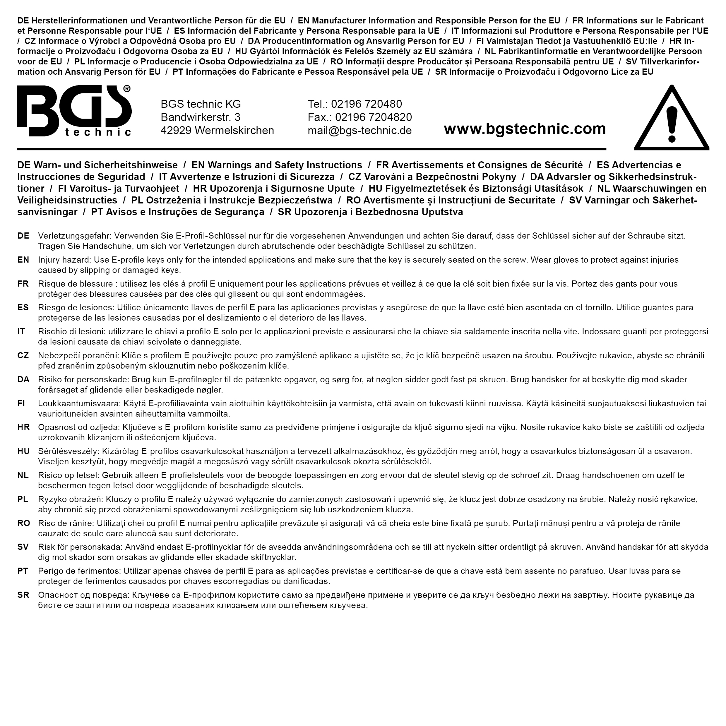 BGS Doppel-Ringschlüssel-Satz mit E-Profil-Ringköpfen | SW E6 x E8 - E20 x E24 | 6-tlg.