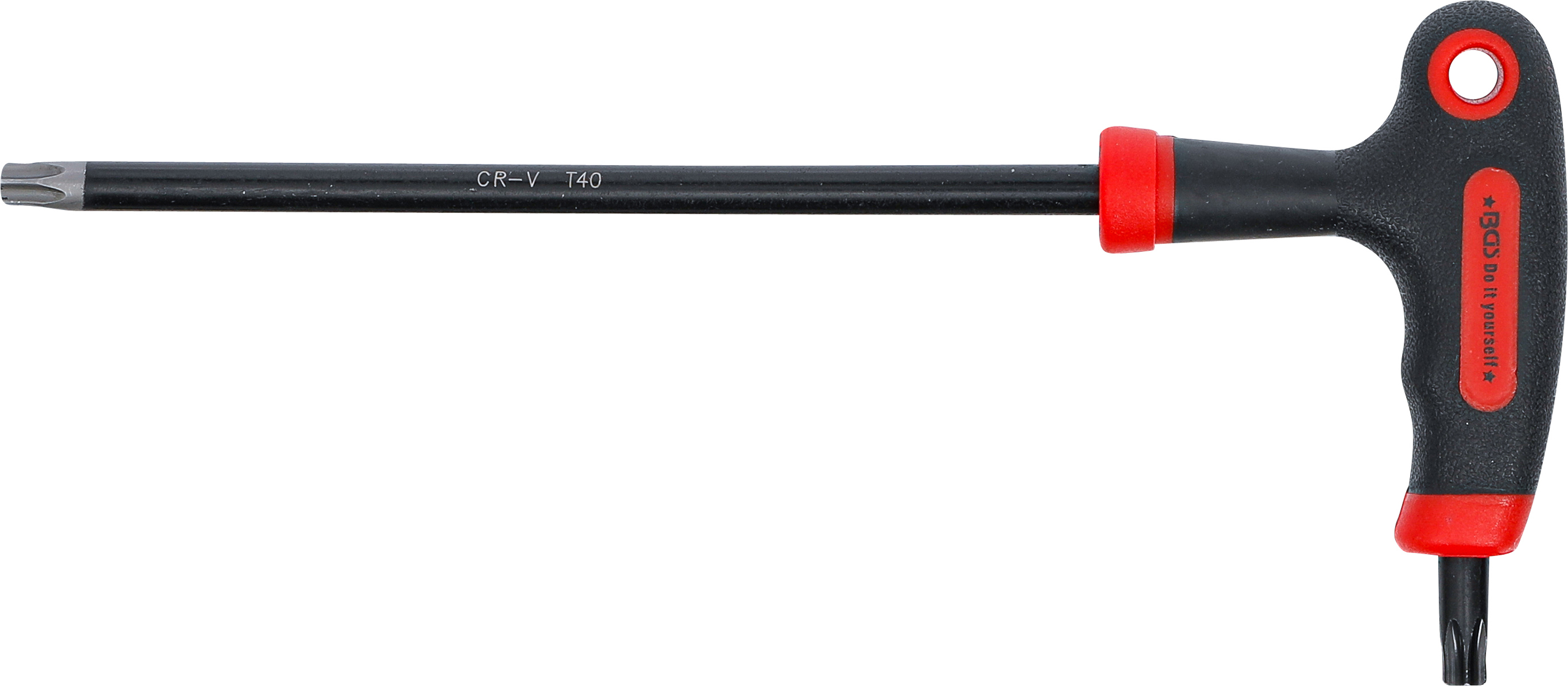BGS Schraubendreher mit T-Griff und seitlicher Klinge | T-Profil (für Torx) mit/ohne Bohrung T40