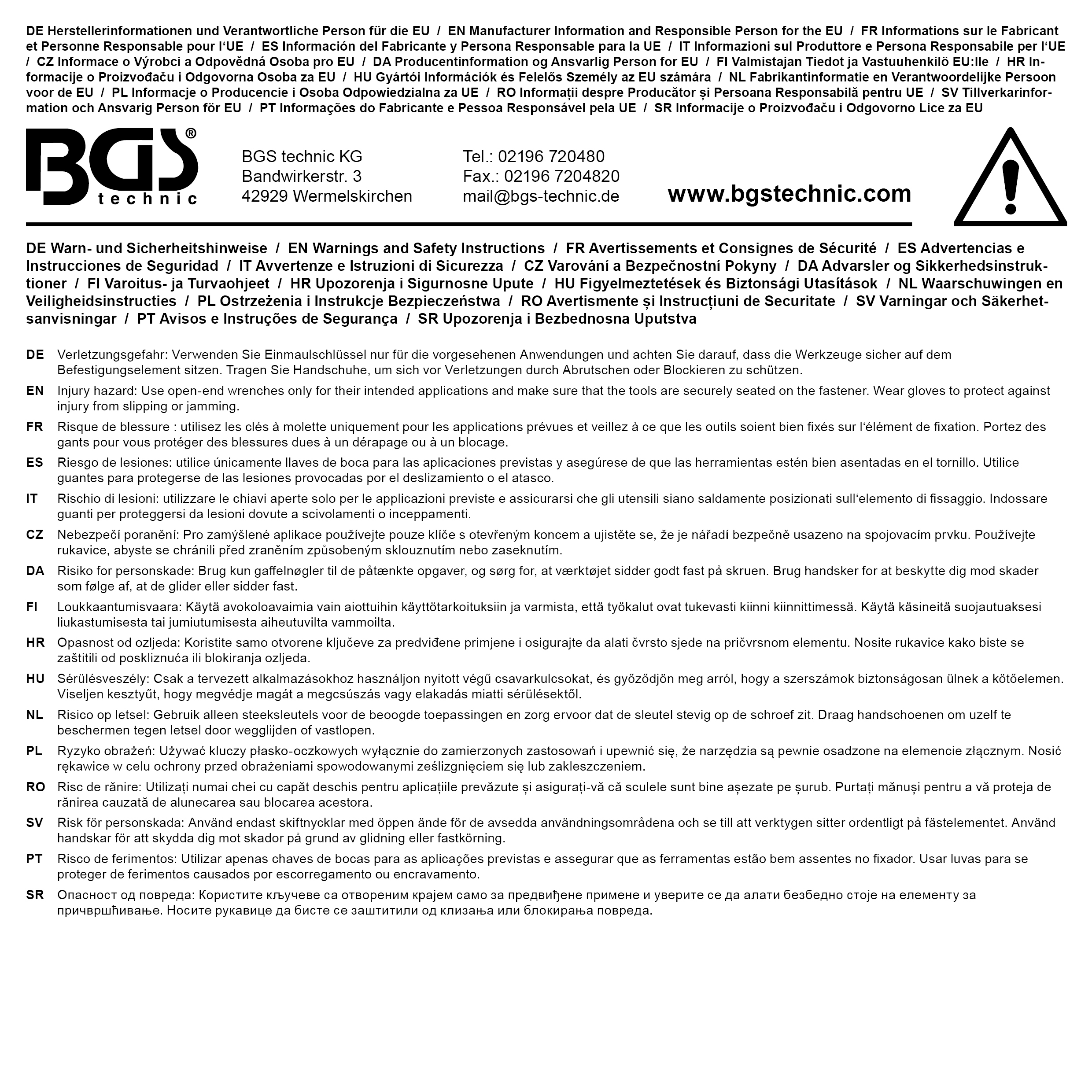 BGS Einmaulschlüssel | DIN 894 | SW 22 mm