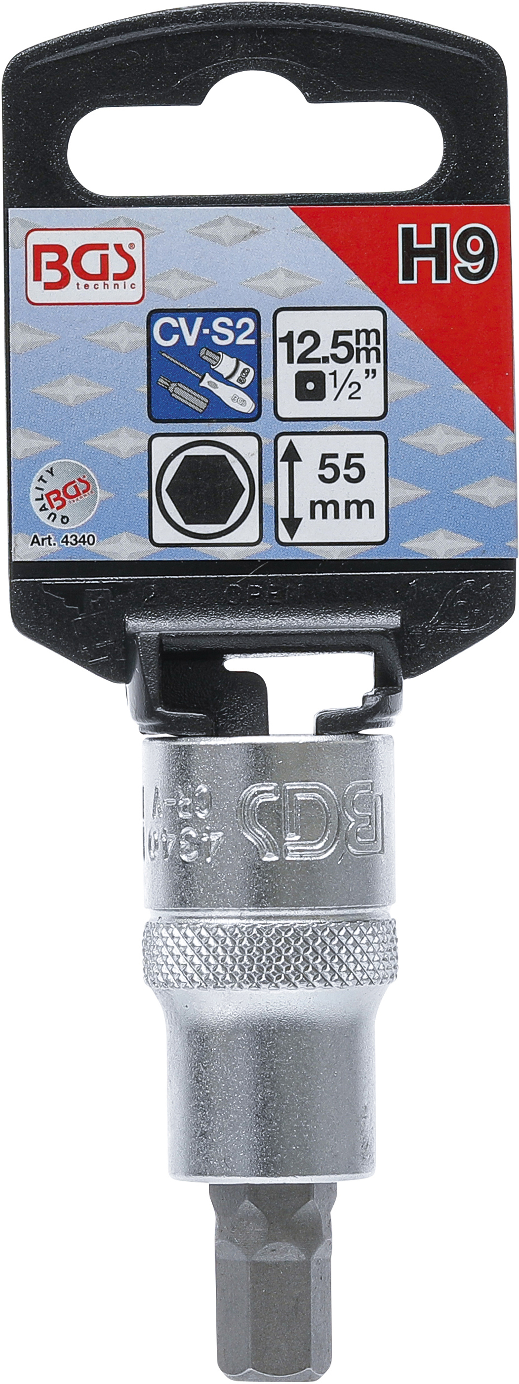 BGS Bit-Einsatz | Antrieb Innenvierkant 12,5 mm (1/2") | Innensechskant 9 mm