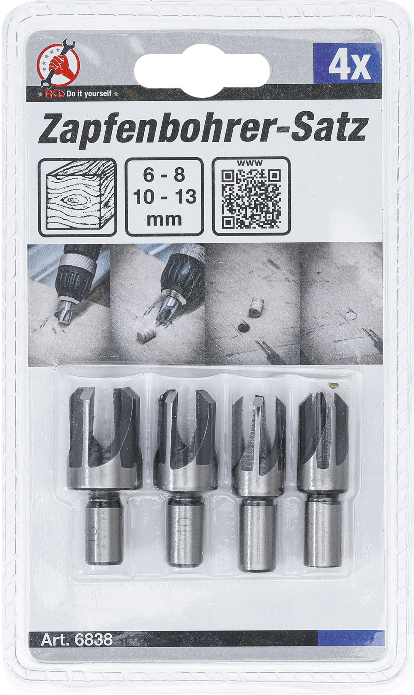 BGS Zapfenbohrer-Satz | 6 - 8 - 10 - 13 mm | 4-tlg.
