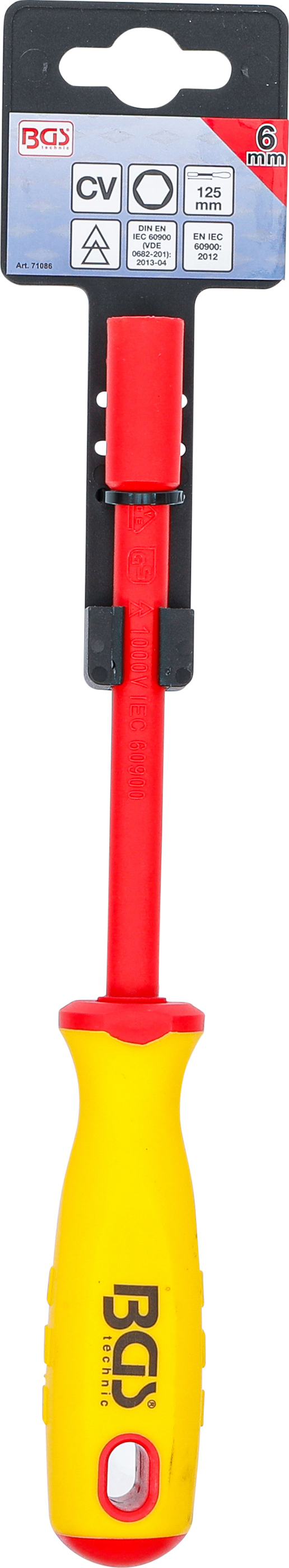 BGS VDE-Steckschlüssel-Schraubendreher | Sechskant | SW 6 mm | Klingenlänge 125 mm