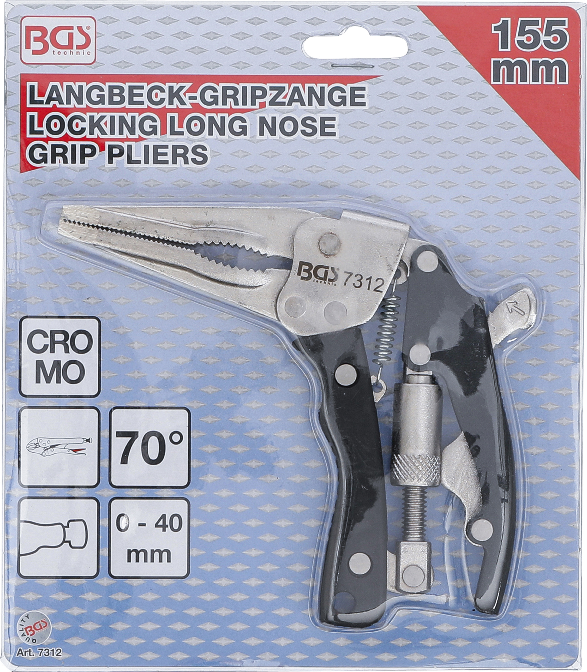 BGS Langbeck-Gripzange | mit Pistolengriff | 170 mm