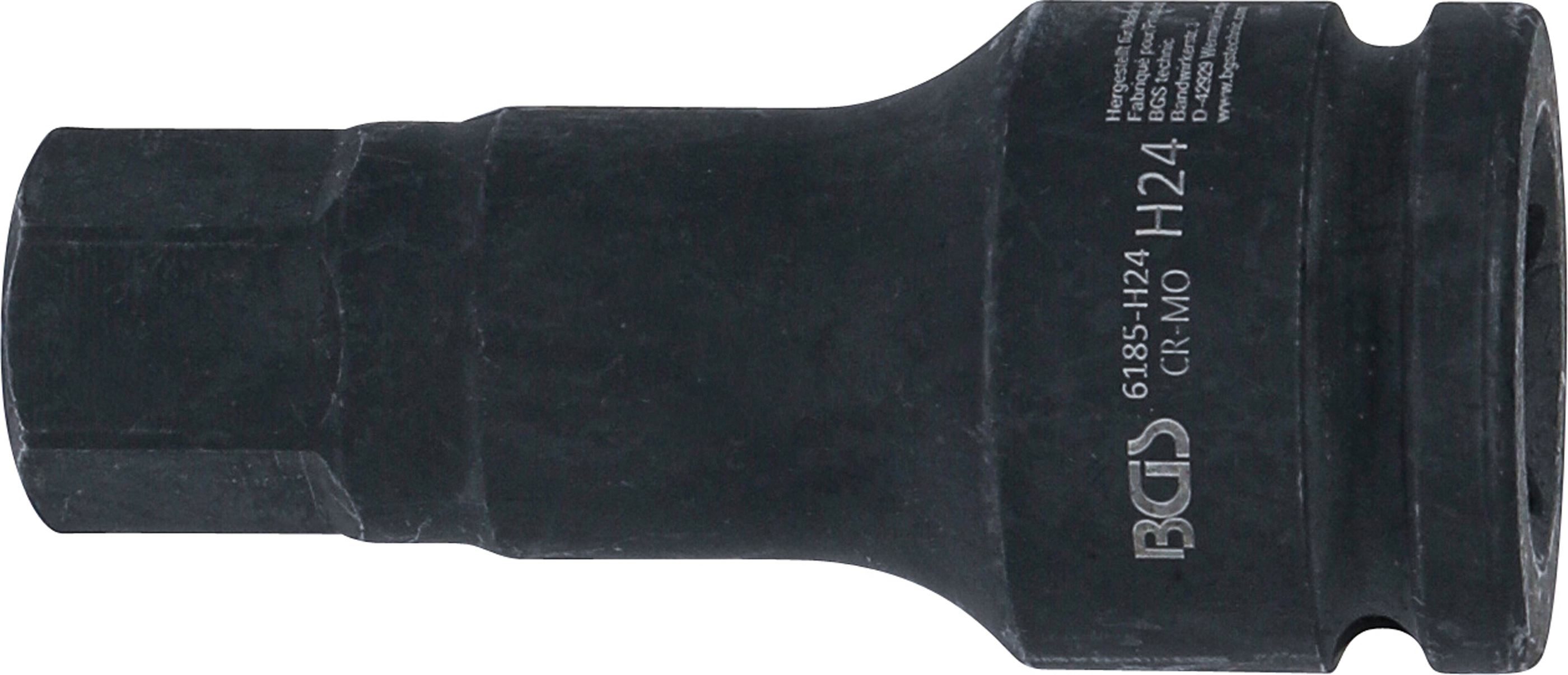 BGS Kraft-Bit-Einsatz | Länge 100 mm | Antrieb Innenvierkant 20 mm (3/4") | Innensechskant 24 mm