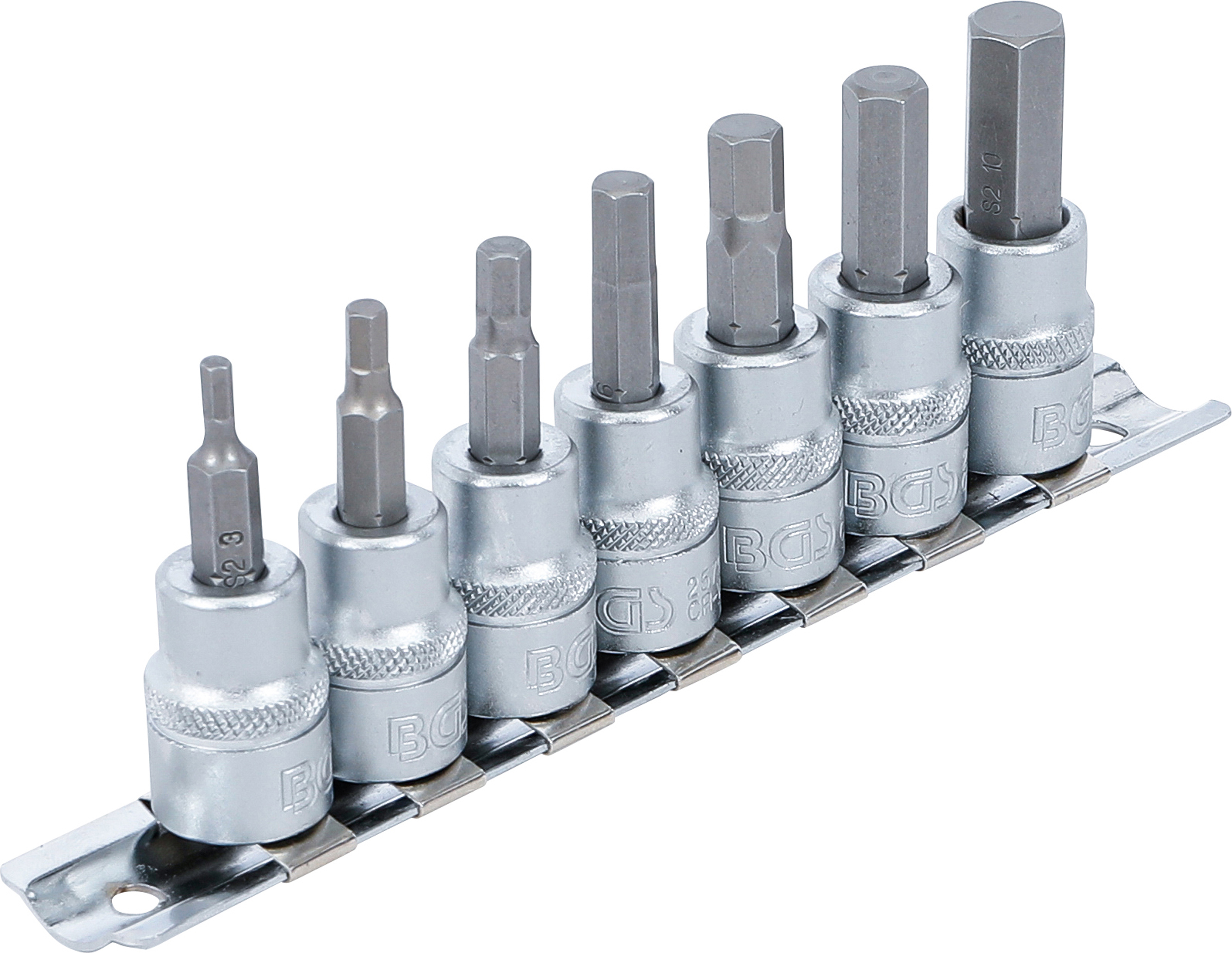 BGS Bit-Einsatz-Satz | Antrieb Innenvierkant 10 mm (3/8") | Innensechskant 3 - 10 mm | 7-tlg.
