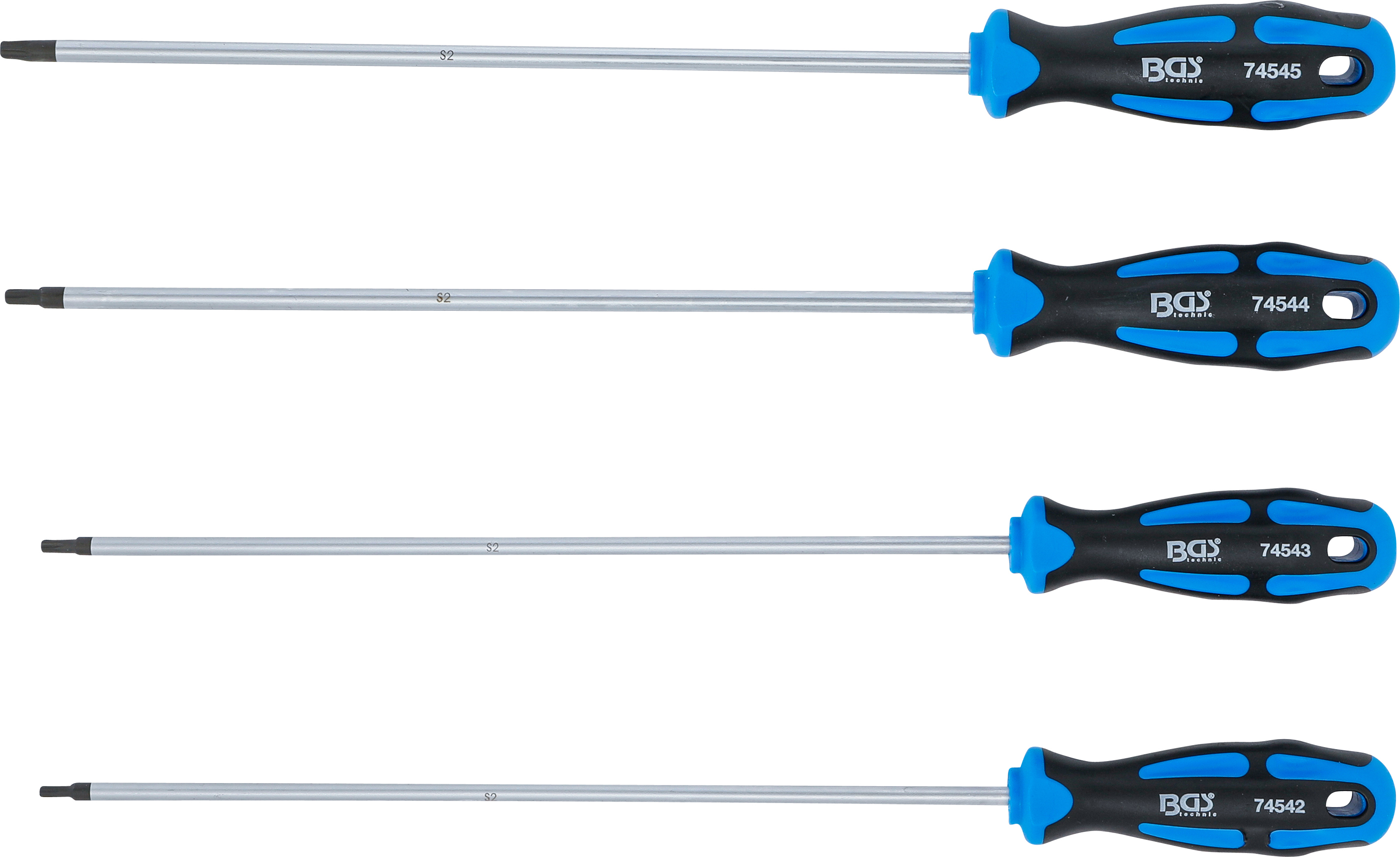 BGS Schraubendreher-Satz | extra lang | T-Profil (für Torx) | T15 - T30 | 4-tlg.