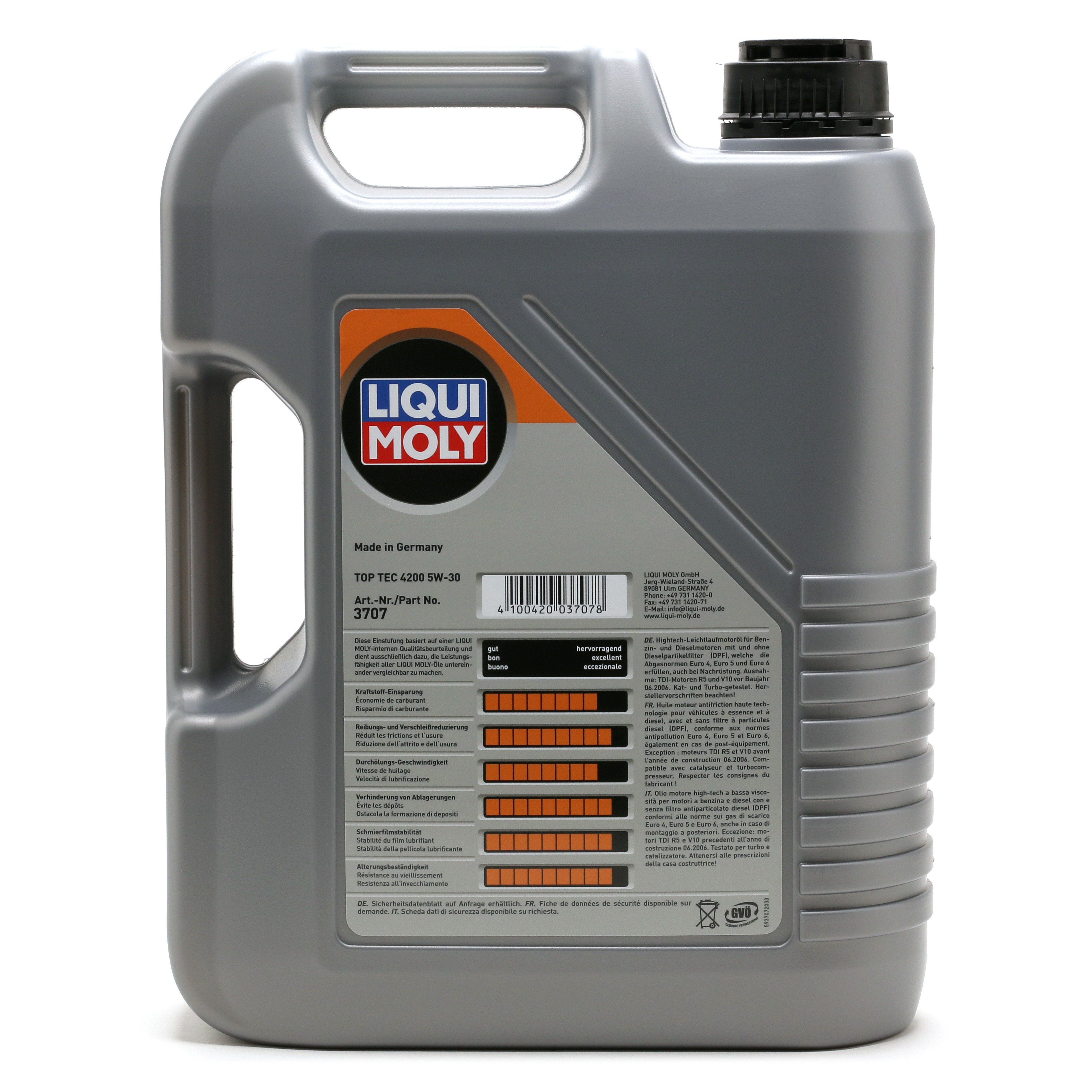 5W-30 Liqui Moly 3707 Top Tec 4200 Longlife III Motoröl 5 Liter