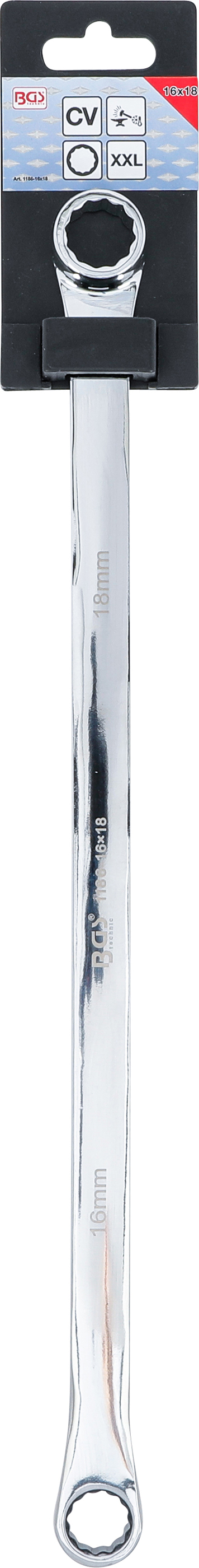 BGS Doppel-Ringschlüssel | extra lang | SW 16 x 18 mm