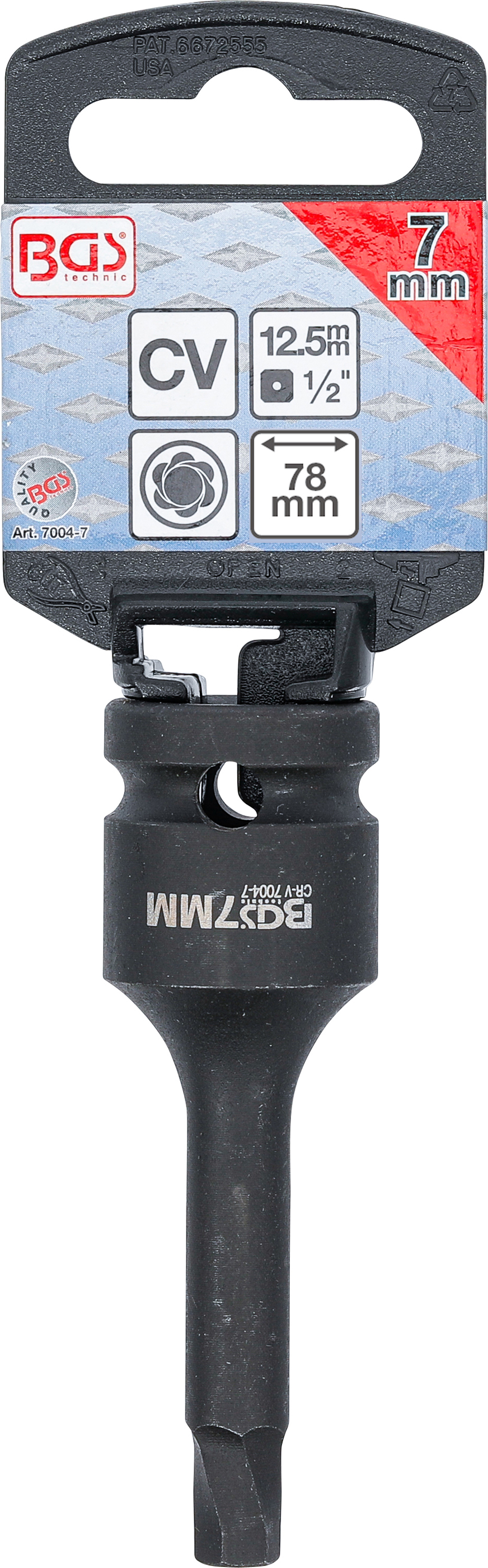 BGS Schraubenausdreher | Antrieb Innenvierkant 12,5 mm (1/2") | für defekten Innensechskant 7 mm