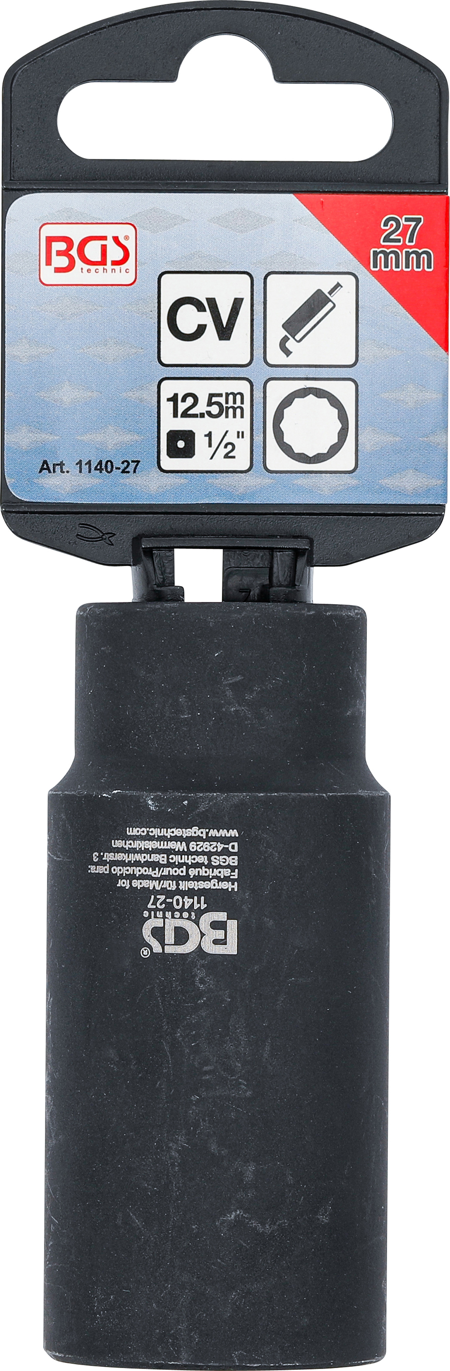 BGS Lambdasonden-Einsatz | Antrieb Innenvierkant 12,5 mm (1/2") | SW 27 mm Zwölfkant, 28 mm Fenster