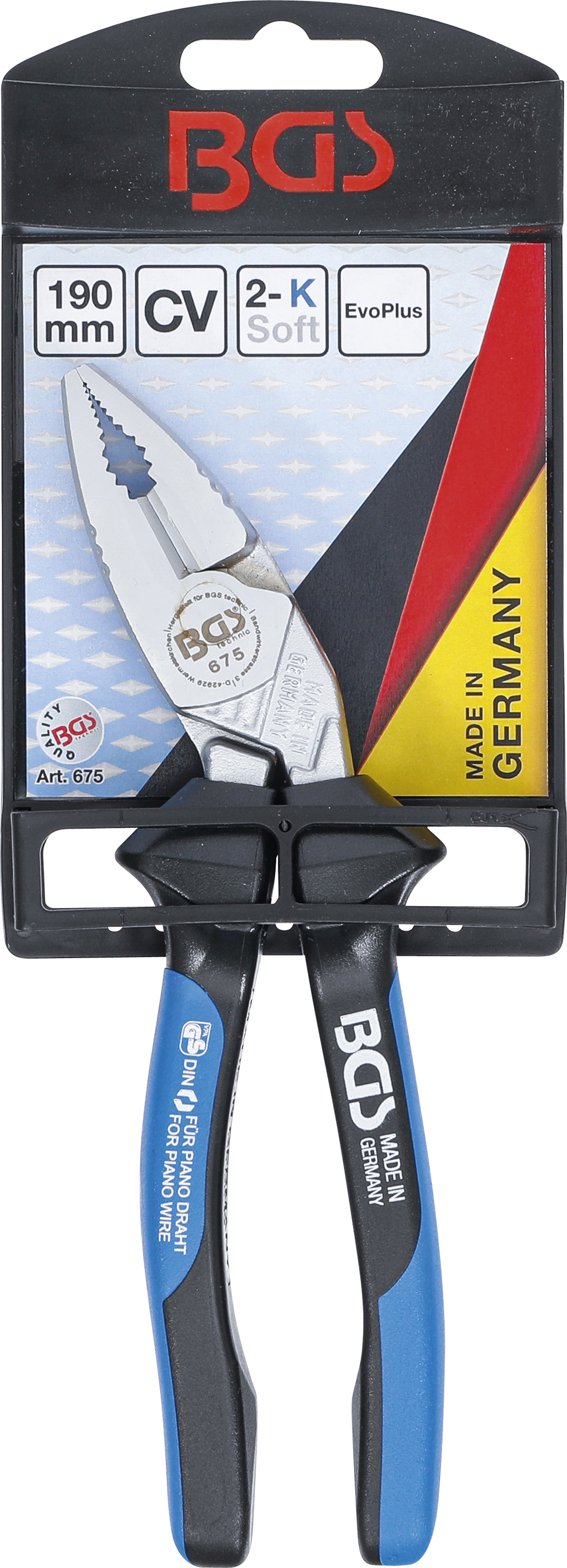 BGS Kraft-Kombizange | mit Schneide | EvoPlus | 190 mm