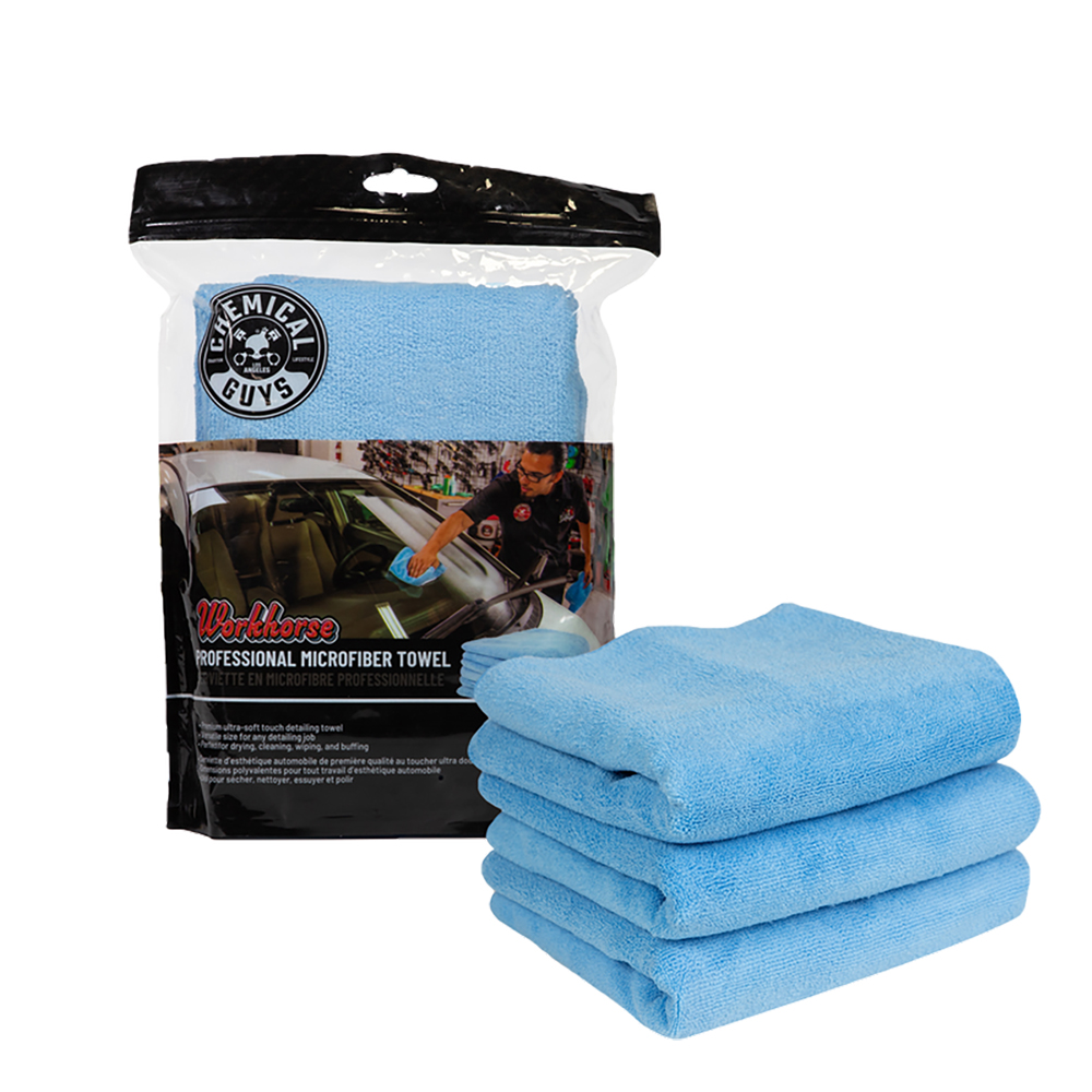 Chemical Guys Workhorse Professional Microfiber Towel Blue 40x40cm 3 Stück