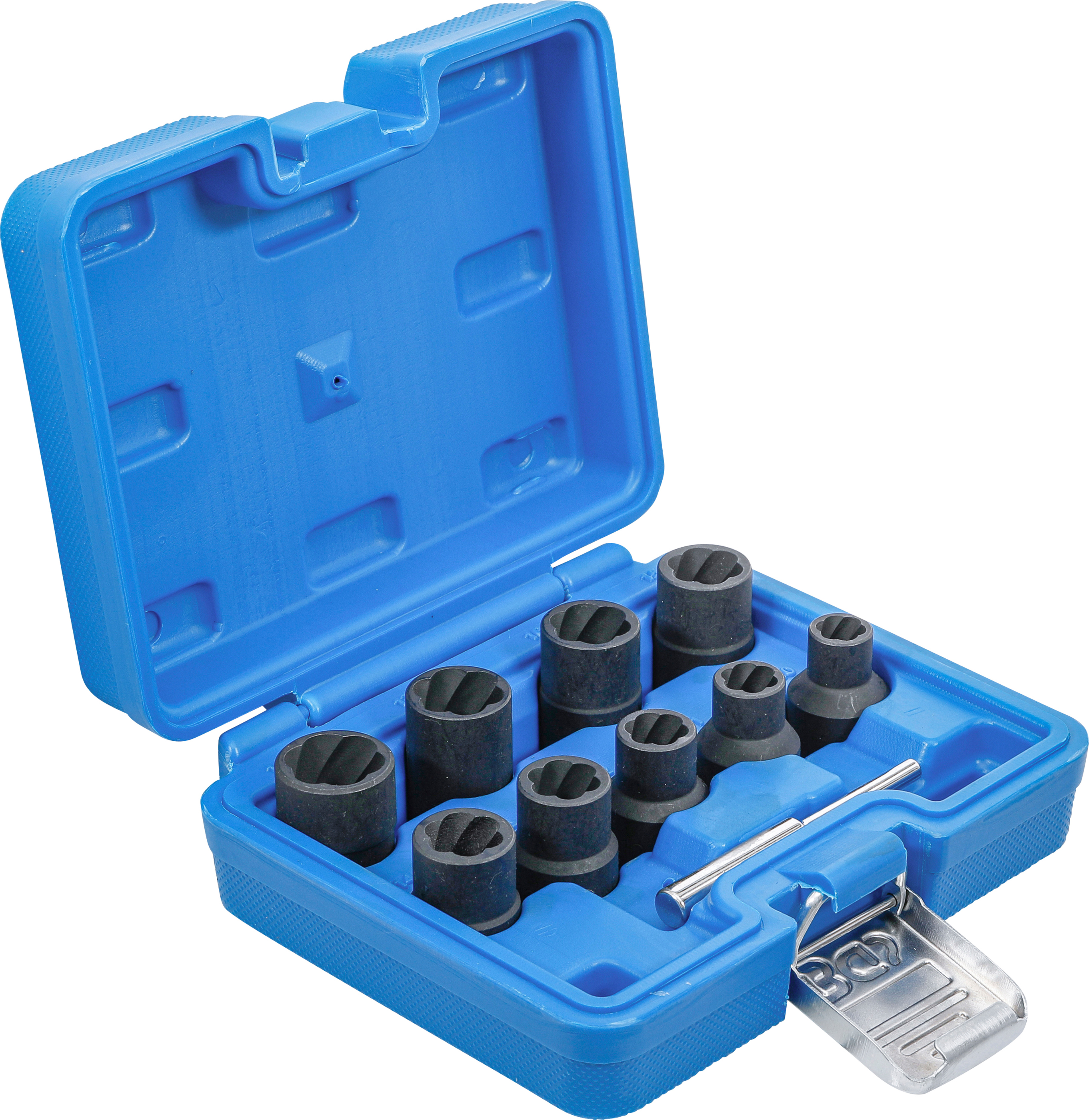 BGS Spiral-Profil-Steckschlüssel-Satz / Schraubenausdreher | Antrieb Innenvierkant 12,5 mm (1/2") | SW 10 - 19 mm | 10-tlg.