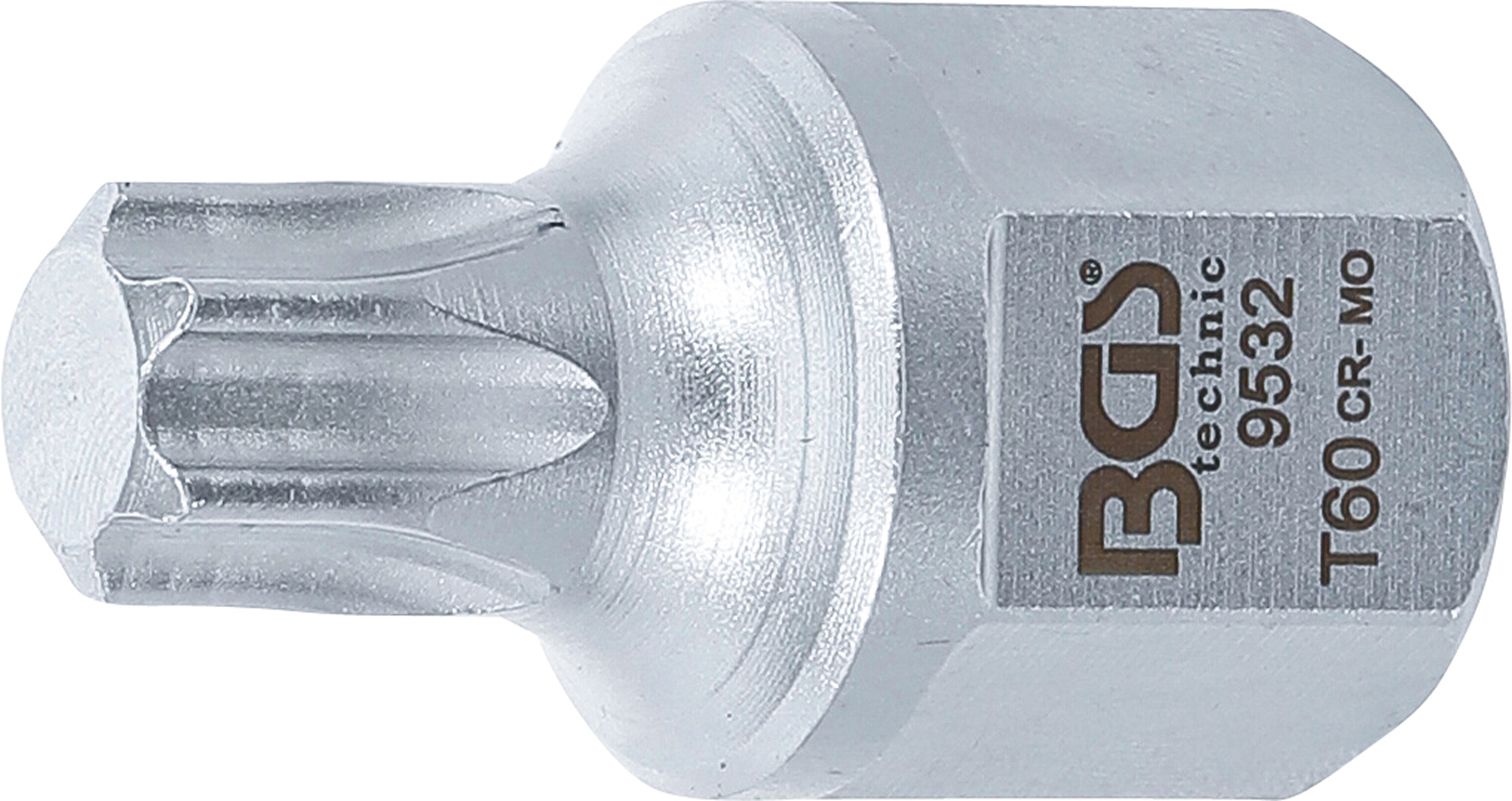 BGS Keilrippenriemen-Bit-Einsatz | Antrieb Innenvierkant 12,5 mm (1/2"), Außensechskant SW 22 mm | T-Profil (für Torx) T60
