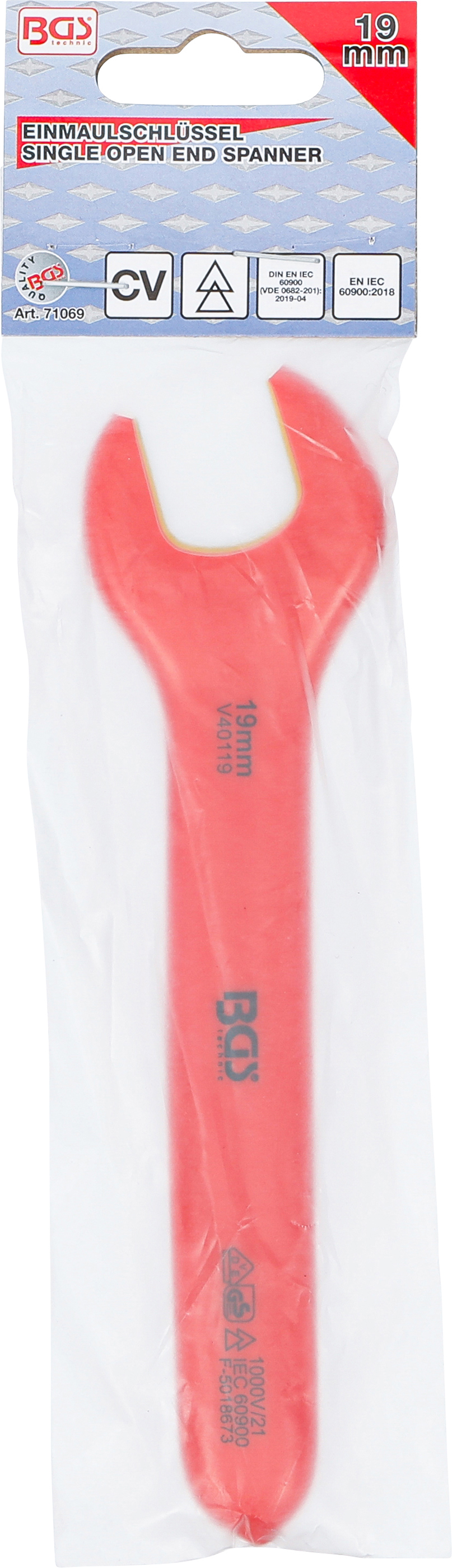 BGS VDE-Einmaulschlüssel | SW 19 mm