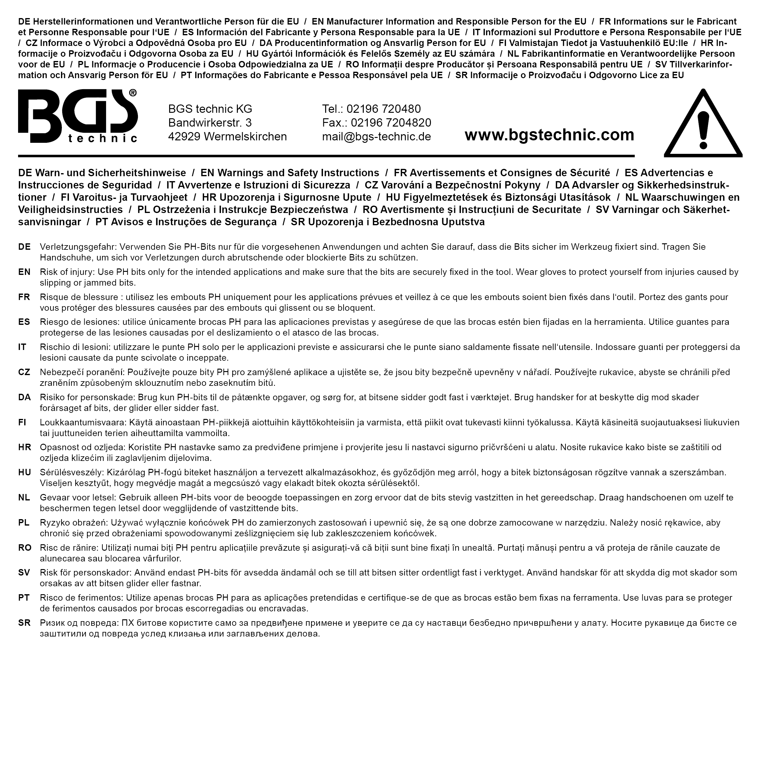 BGS Bit-Einsatz | Antrieb Innenvierkant 6,3 mm (1/4") | Kreuzschlitz PH3