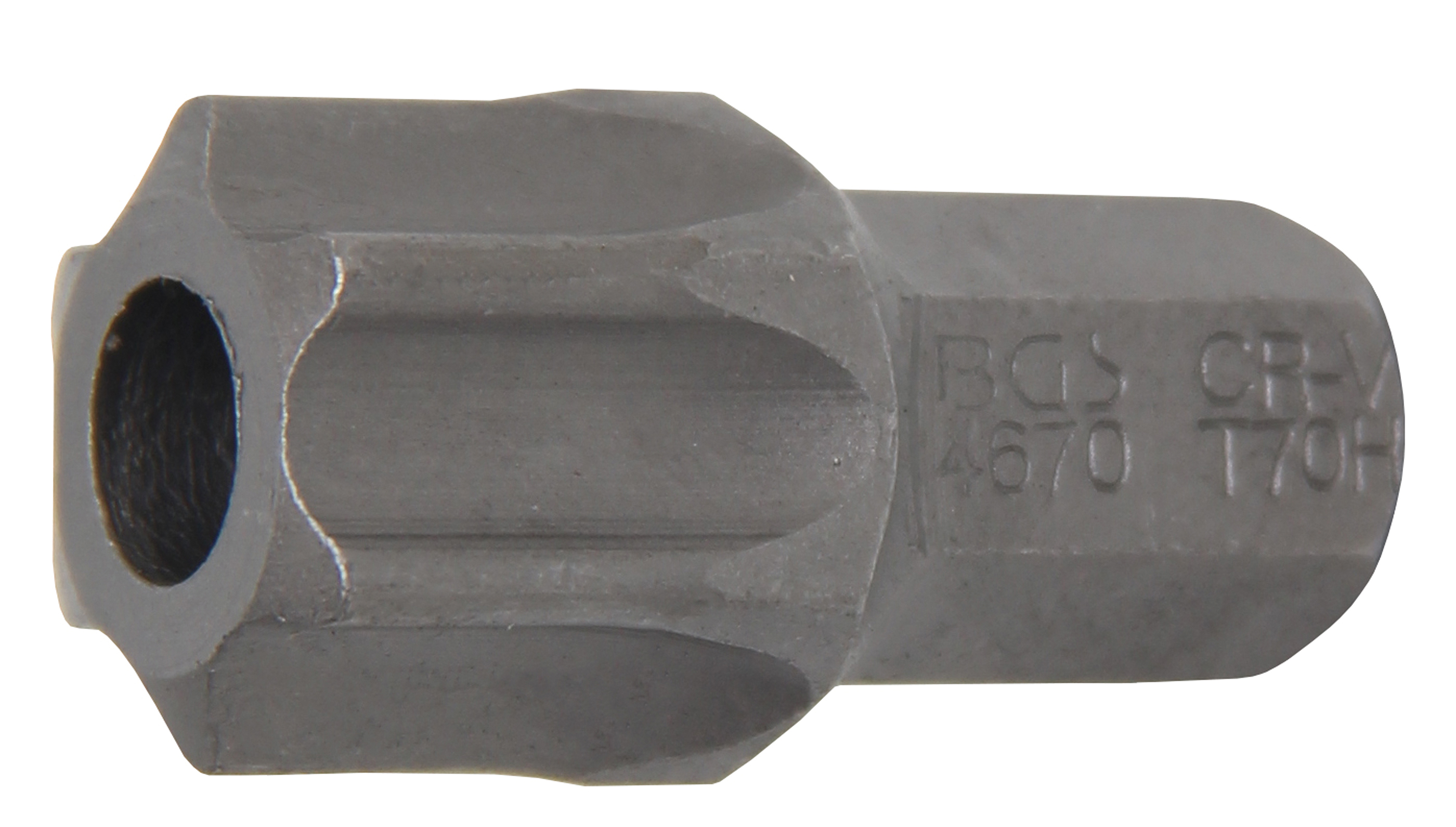BGS Bit | Antrieb Außensechskant 10 mm (3/8") | T-Profil (für Torx) mit Bohrung T70