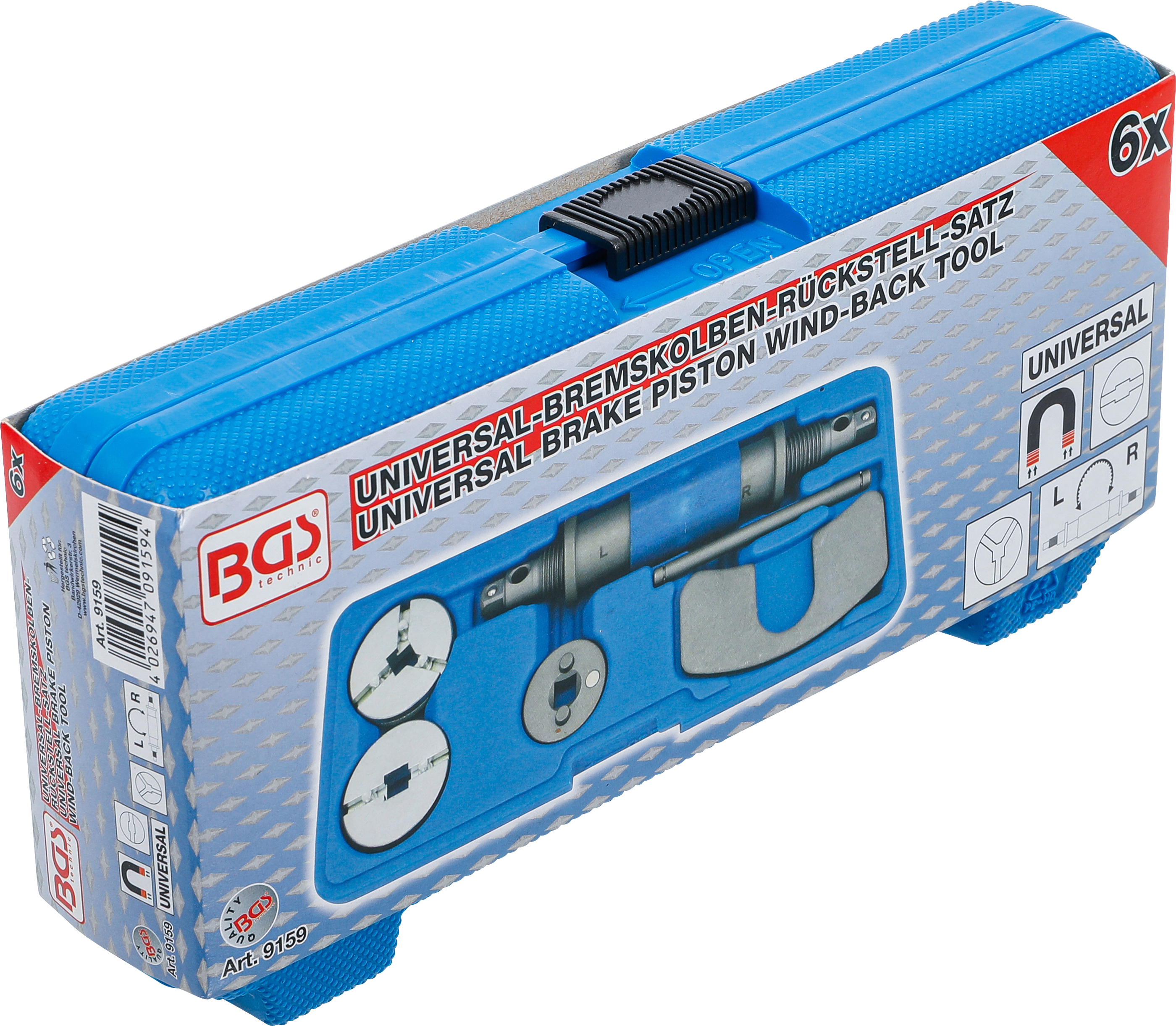 BGS Bremskolben-Rückstell-Satz | universal | Links- und Rechtsgewinde | 6-tlg.