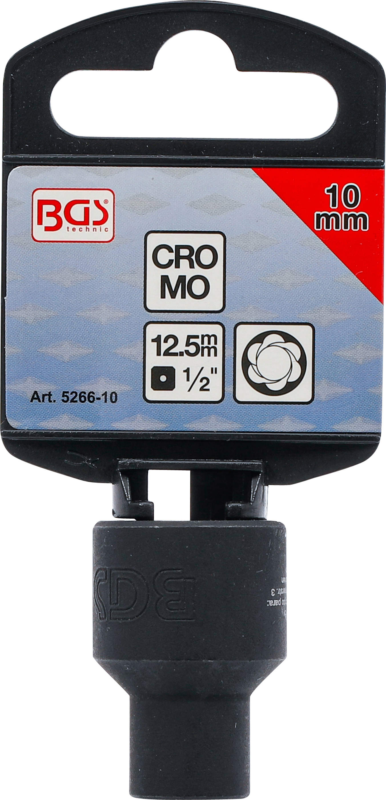 BGS Spiral-Profil-Steckschlüssel-Einsatz / Schraubenausdreher | Antrieb Innenvierkant 12,5 mm (1/2") | SW 10 mm