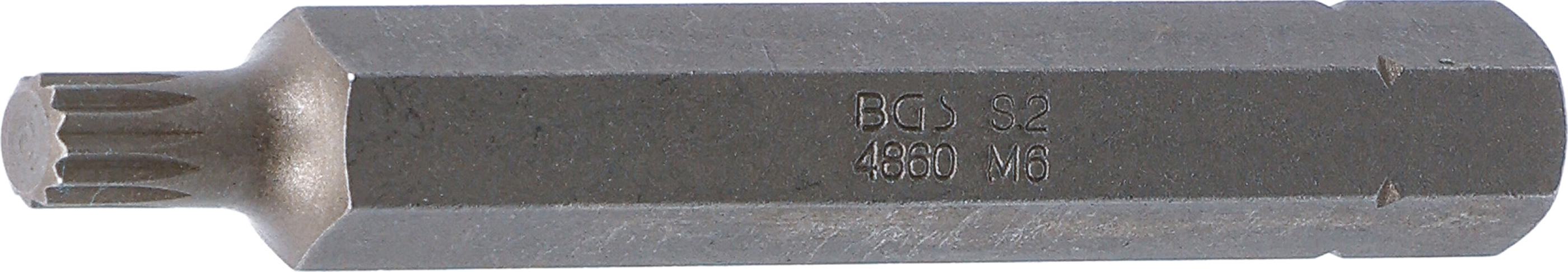 BGS Bit | Länge 75 mm | Antrieb Außensechskant 10 mm (3/8") | Innenvielzahn (für XZN) M6