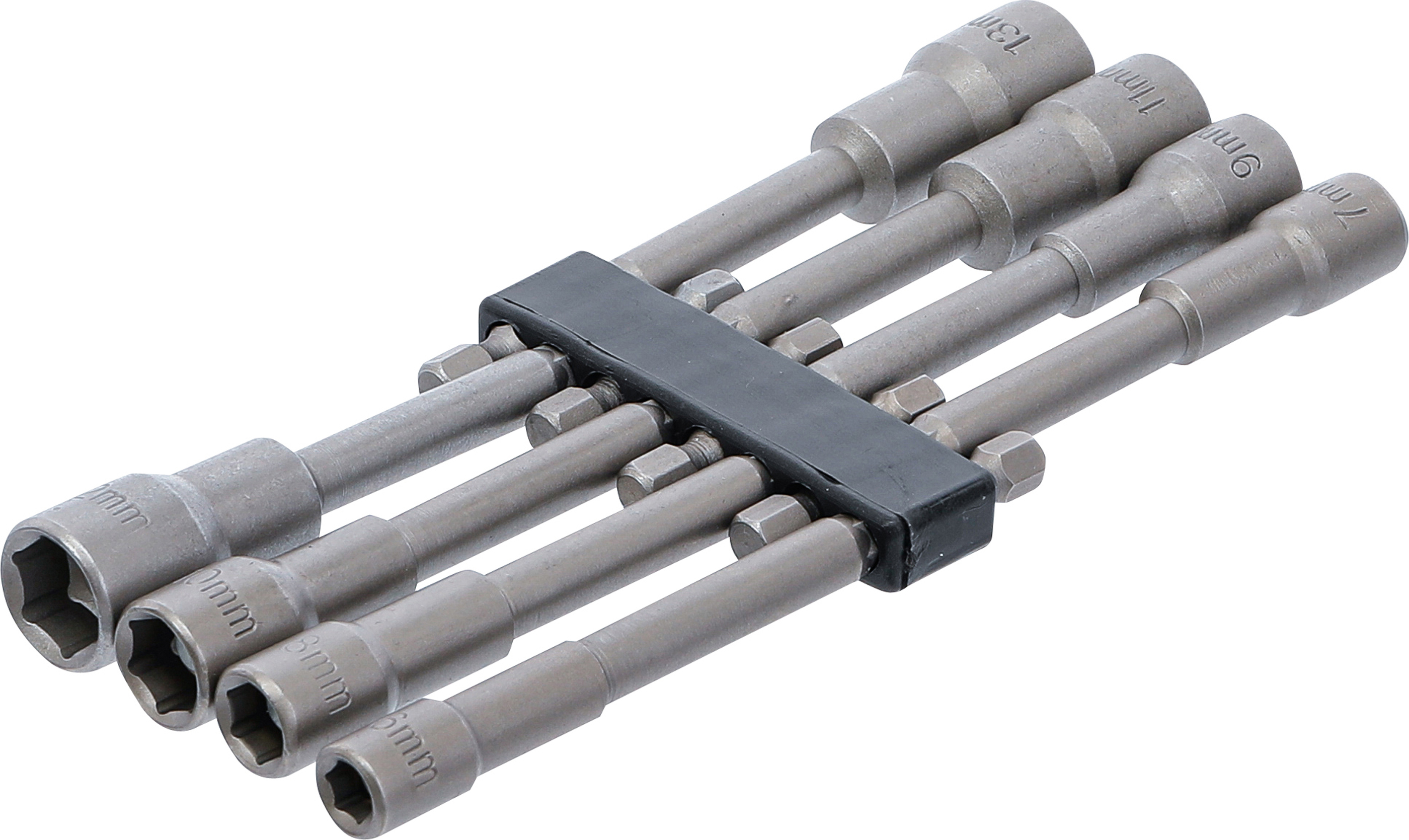 BGS Steckschlüssel-Einsatz-Satz Sechskant, extra lang | Antrieb Außensechskant 6,3 mm (1/4") | für Bohrmaschinen | SW 6 - 13 mm | 8-tlg.