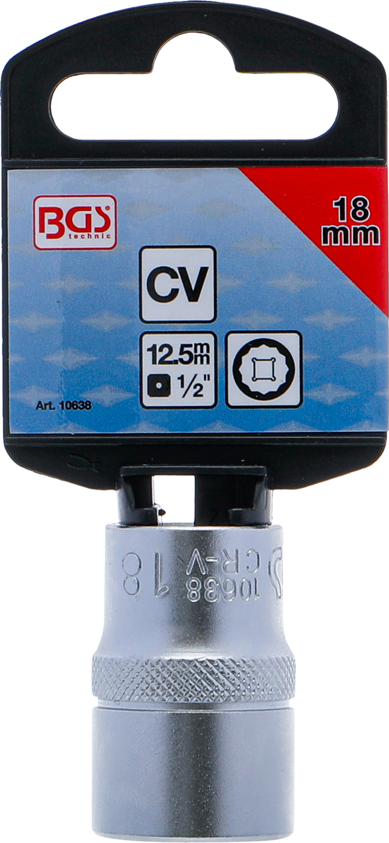 BGS Steckschlüssel-Einsatz Zwölfkant | Antrieb Innenvierkant 12,5 mm (1/2") | SW 18 mm