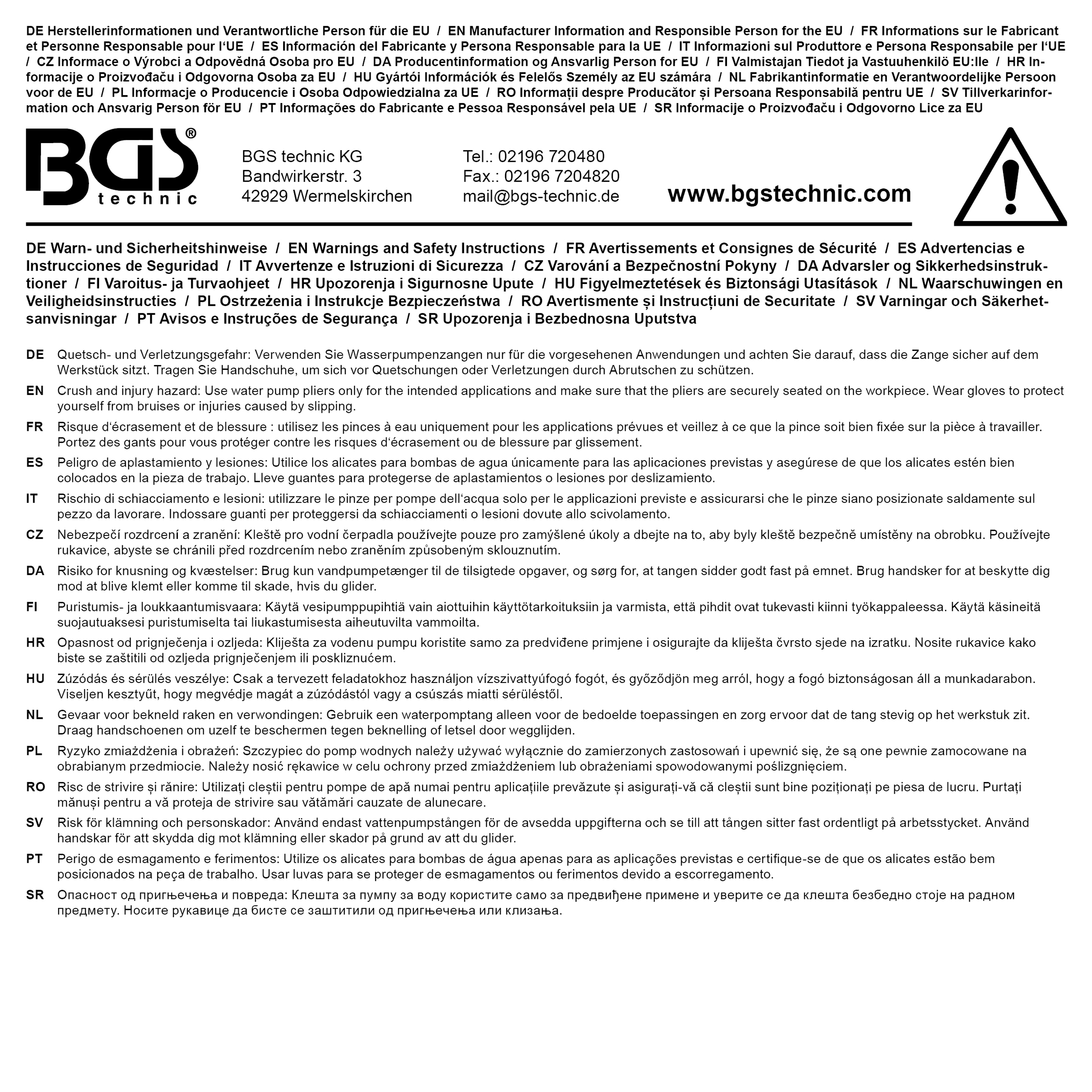 BGS Wasserpumpenzange | arretierbar | 240 mm