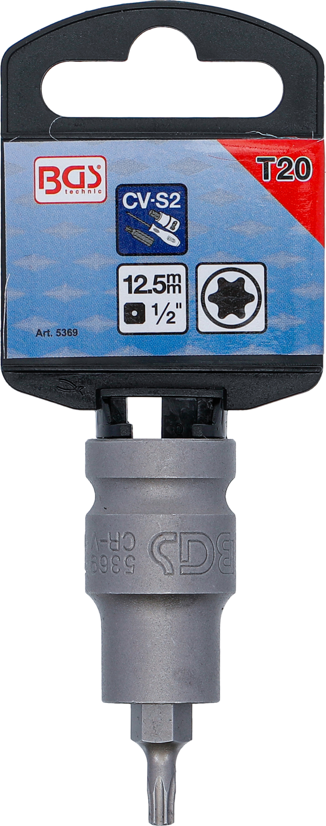 BGS Kraft-Bit-Einsatz | Länge 55 mm | Antrieb Innenvierkant 12,5 mm (1/2") | T-Profil (für Torx) T20