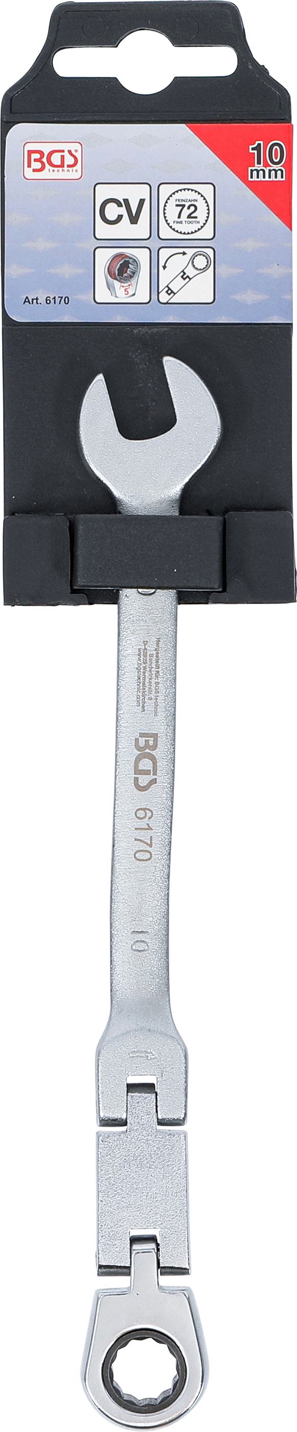 BGS Doppelgelenk-Ratschenring-Maulschlüssel | abwinkelbar | SW 10 mm