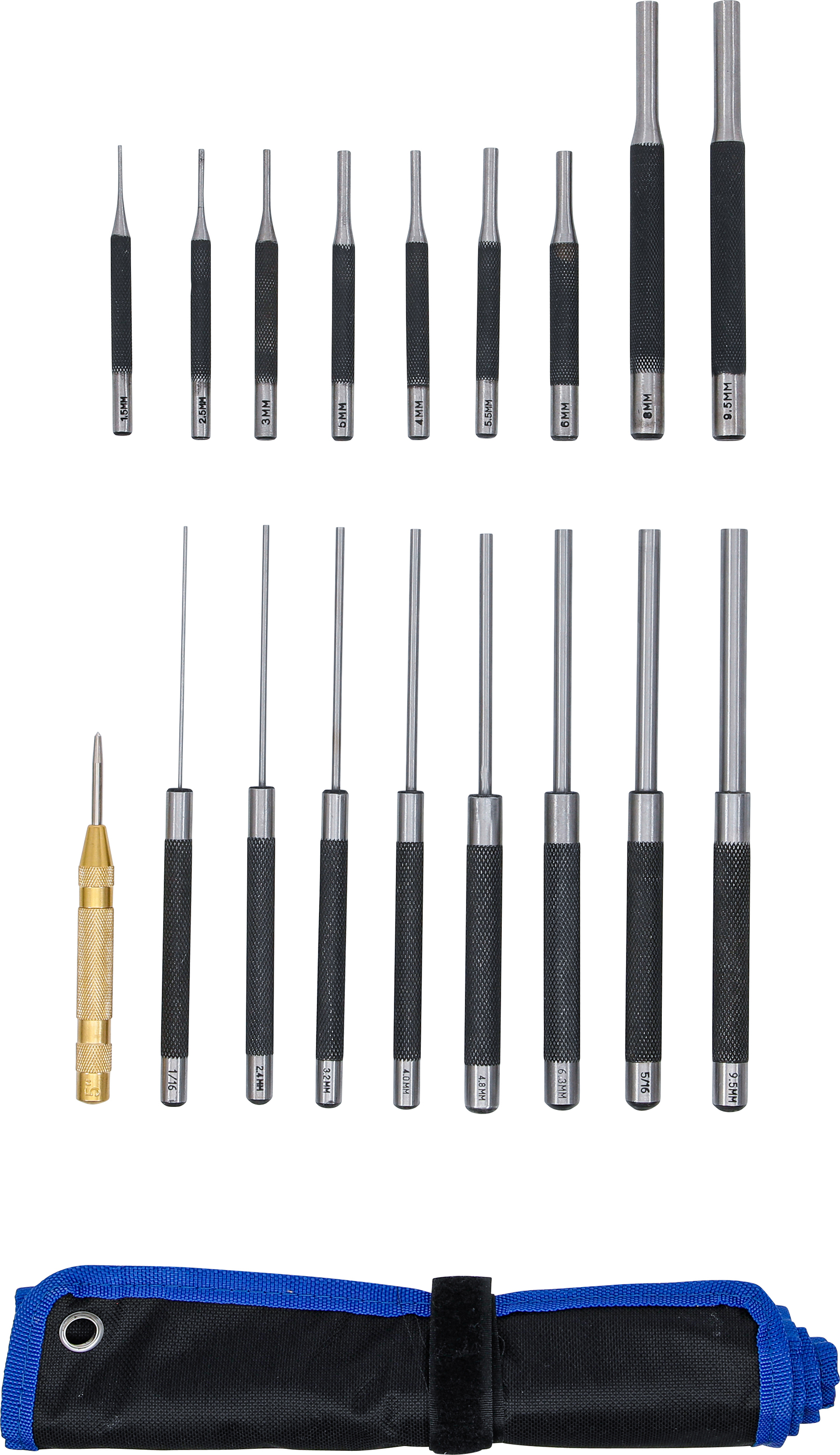 BGS Splintentreiber-Satz | 100 - 150 - 200 mm | 1,5 - 9,5 mm | inkl. Körner | 18-tlg.