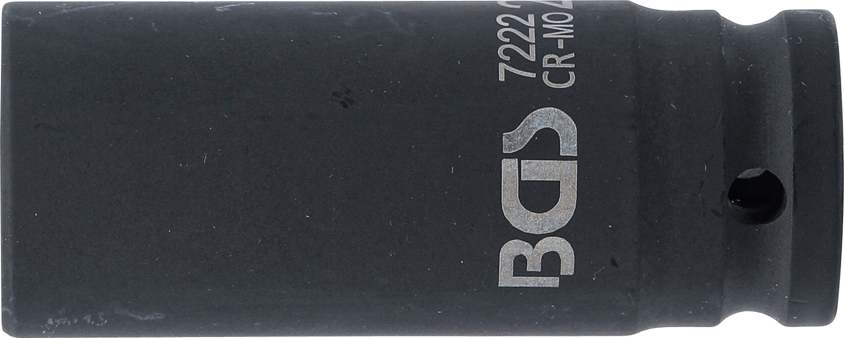 BGS Kraft-Steckschlüssel-Einsatz Sechskant, tief | Antrieb Innenvierkant 12,5 mm (1/2") | SW 22 mm