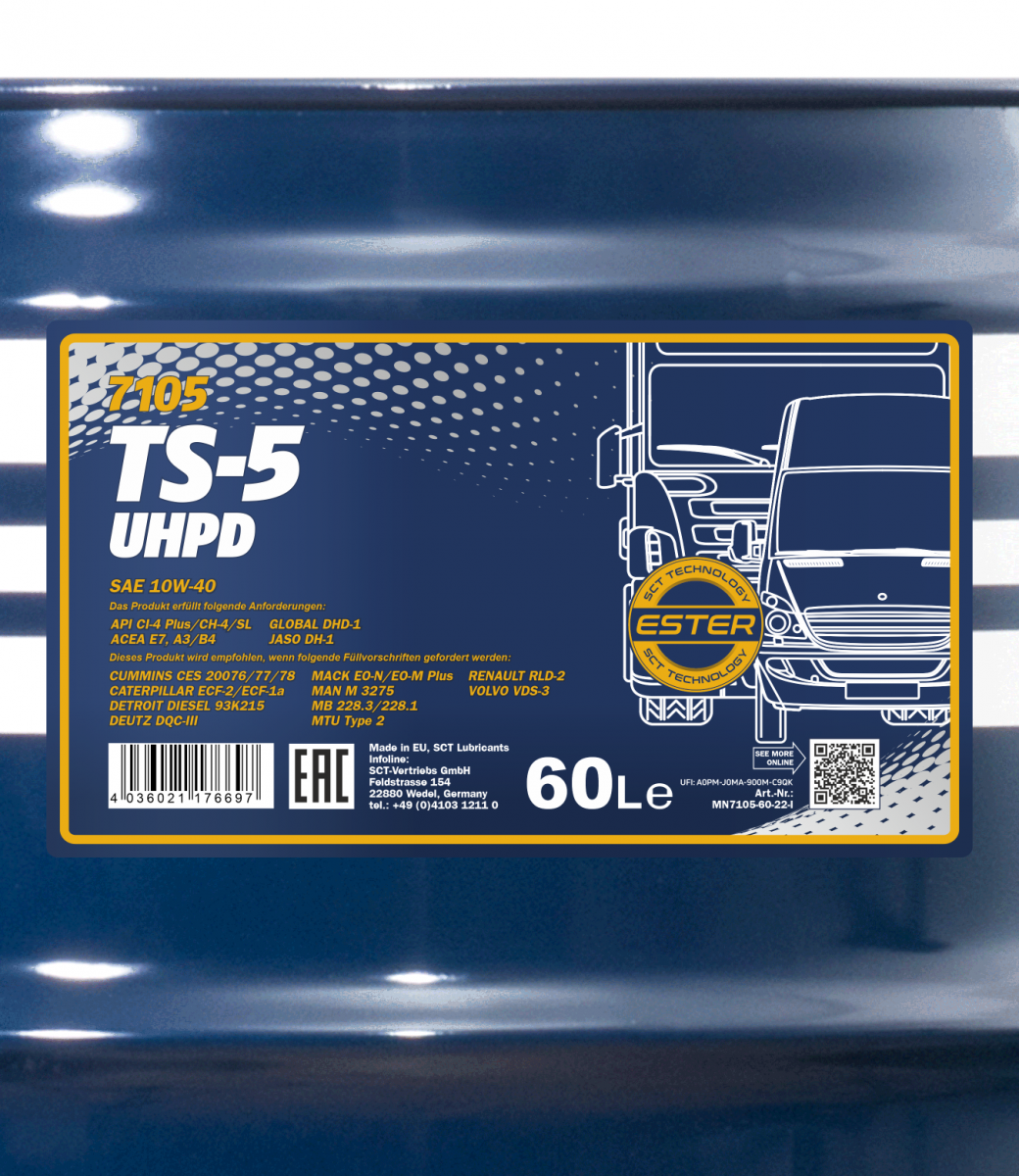 10W-40 Mannol 7105 TS-5 UHPD Motoröl 60 Liter