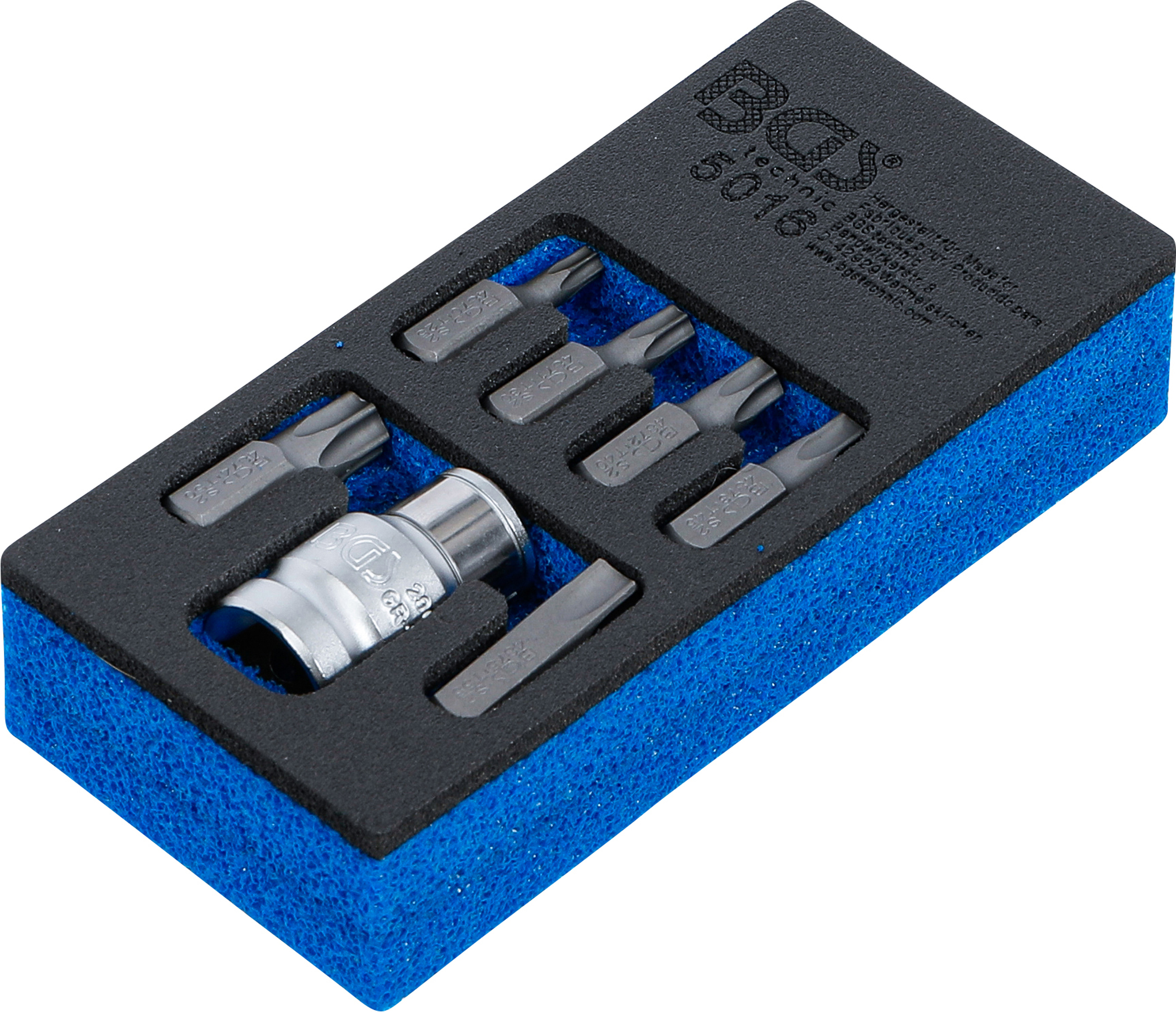 BGS Schraubendreher-Bit-Satz | Antrieb Außensechskant 10 mm (3/8") | T-Profil (für Torx) | 7-tlg.