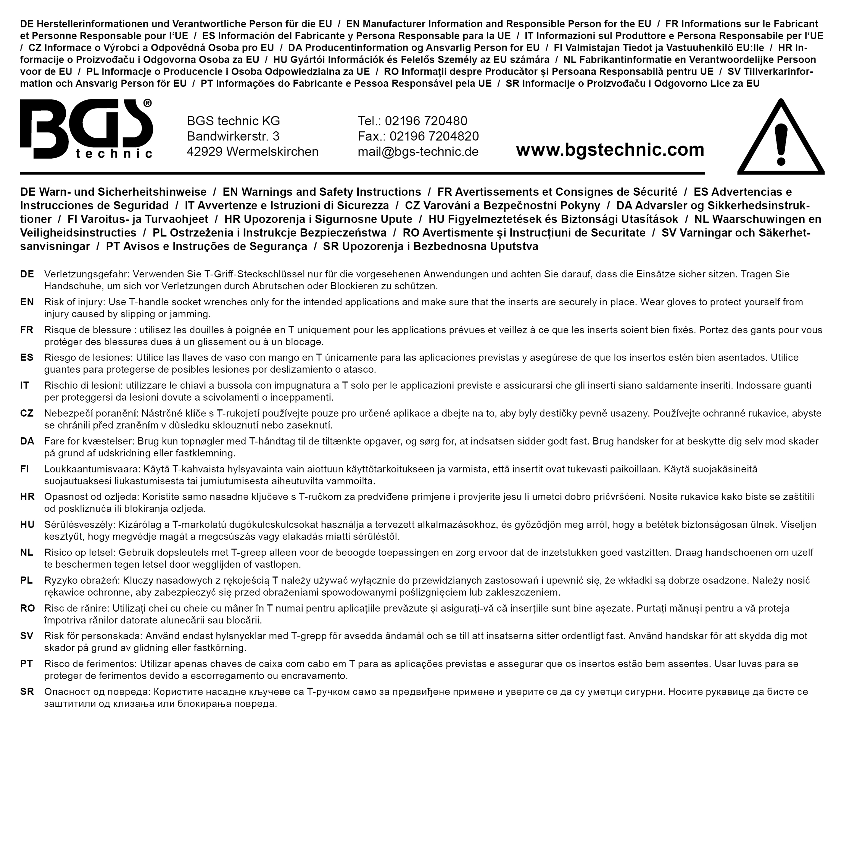 BGS Steckschlüssel mit T-Griff, Sechskant | SW 7 mm
