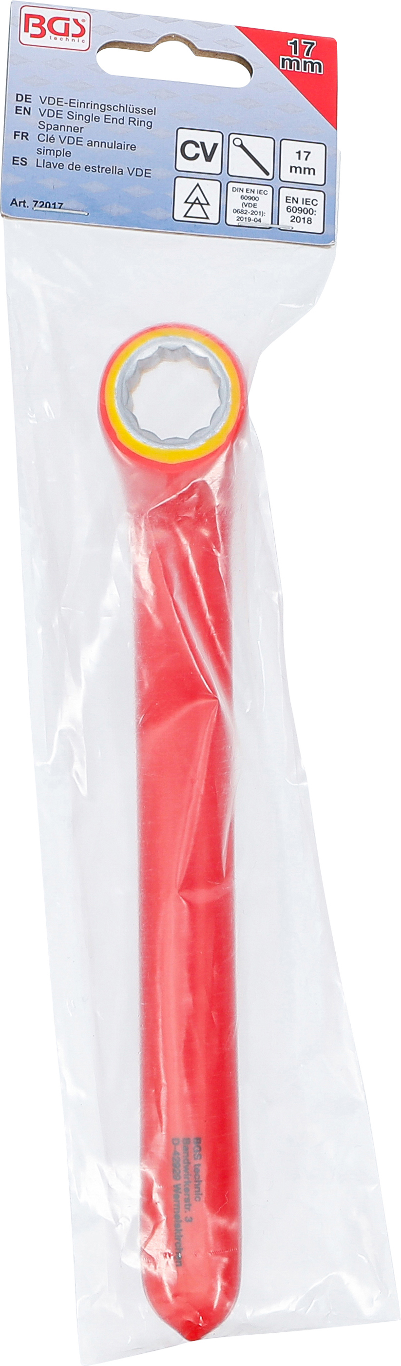 BGS VDE-Einringschlüssel | tief gekröpft | SW 17 mm