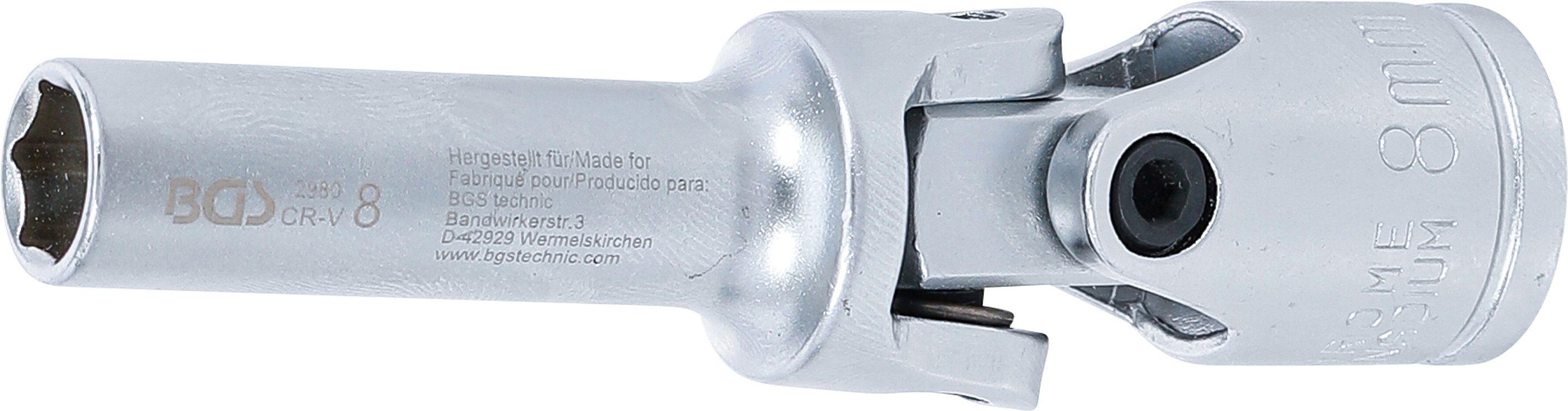 BGS Glühkerzen-Gelenk-Einsatz Sechskant | Antrieb Innenvierkant 10 mm (3/8") | SW 8 mm