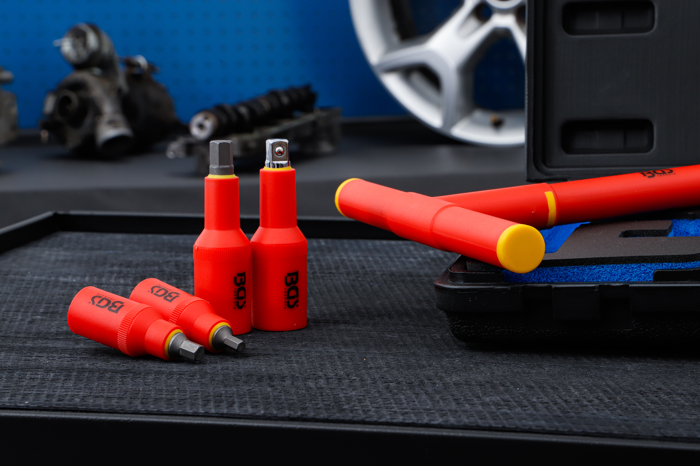 BGS VDE-Bit-Einsatz-Satz | Antrieb Innenvierkant 10 mm (3/8") / 12,5 mm (1/2") | Innensechskant 4 - 10 mm | 10-tlg.