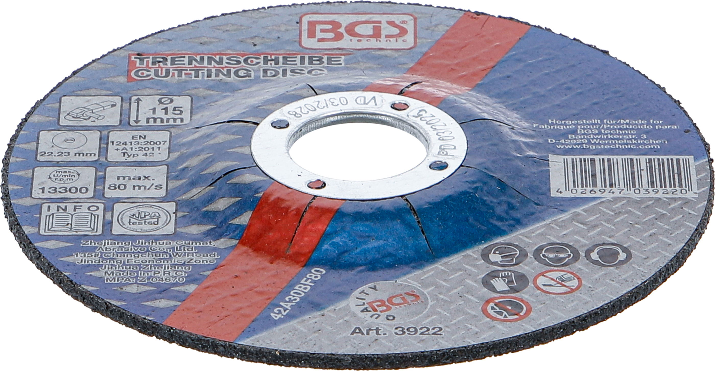 BGS Trennscheibe für Metall | Ø 115 x 2,5 x 22,2 mm | Typ 42