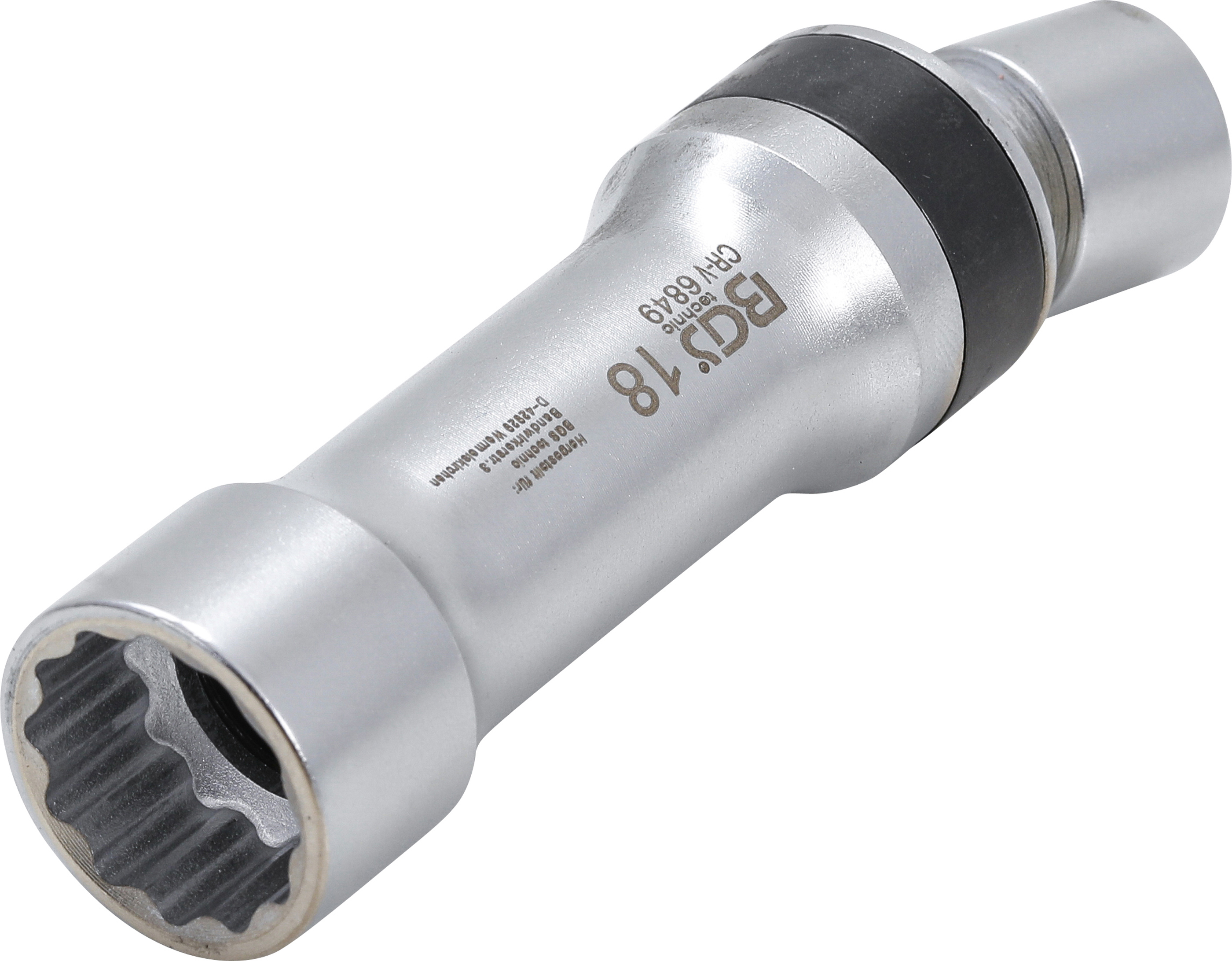 BGS Zündkerzen-Gelenkeinsatz Zwölfkant mit Haltefeder | Antrieb Innenvierkant 10 mm (3/8") | SW 18 mm