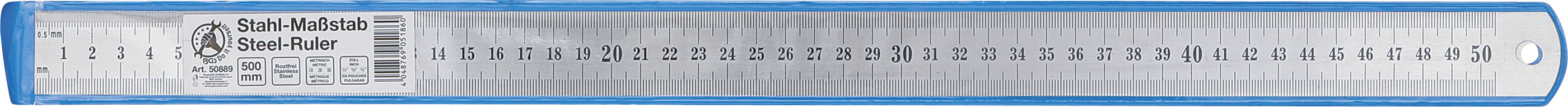 BGS Stahl-Maßstab | biegsam | Edelstahl | rostfrei | 0,5 m