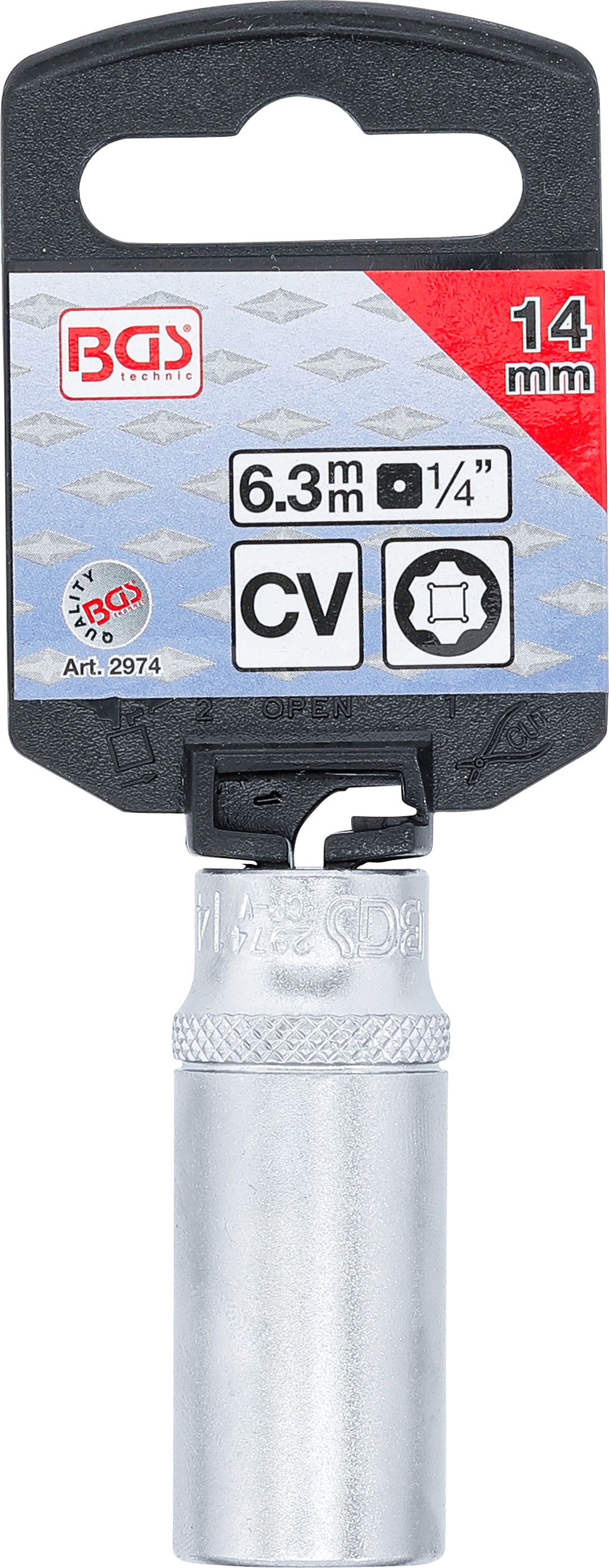 BGS Steckschlüssel-Einsatz Super Lock, tief | Antrieb Innenvierkant 6,3 mm (1/4") | SW 14 mm