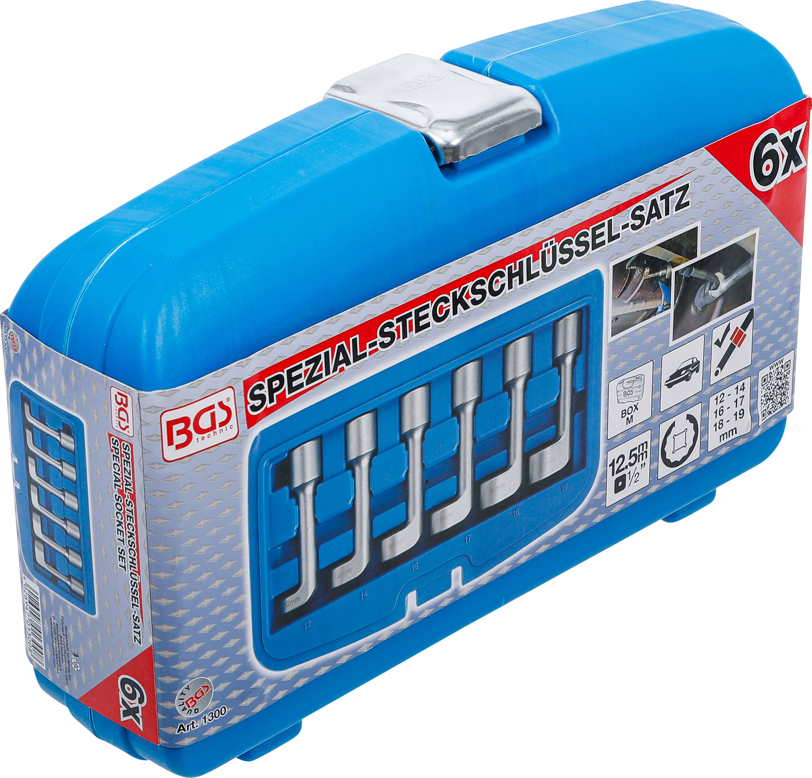 BGS Spezial-Steckschlüssel-Satz | Antrieb Innenvierkant 12,5 mm (1/2") | SW 12 - 19 mm