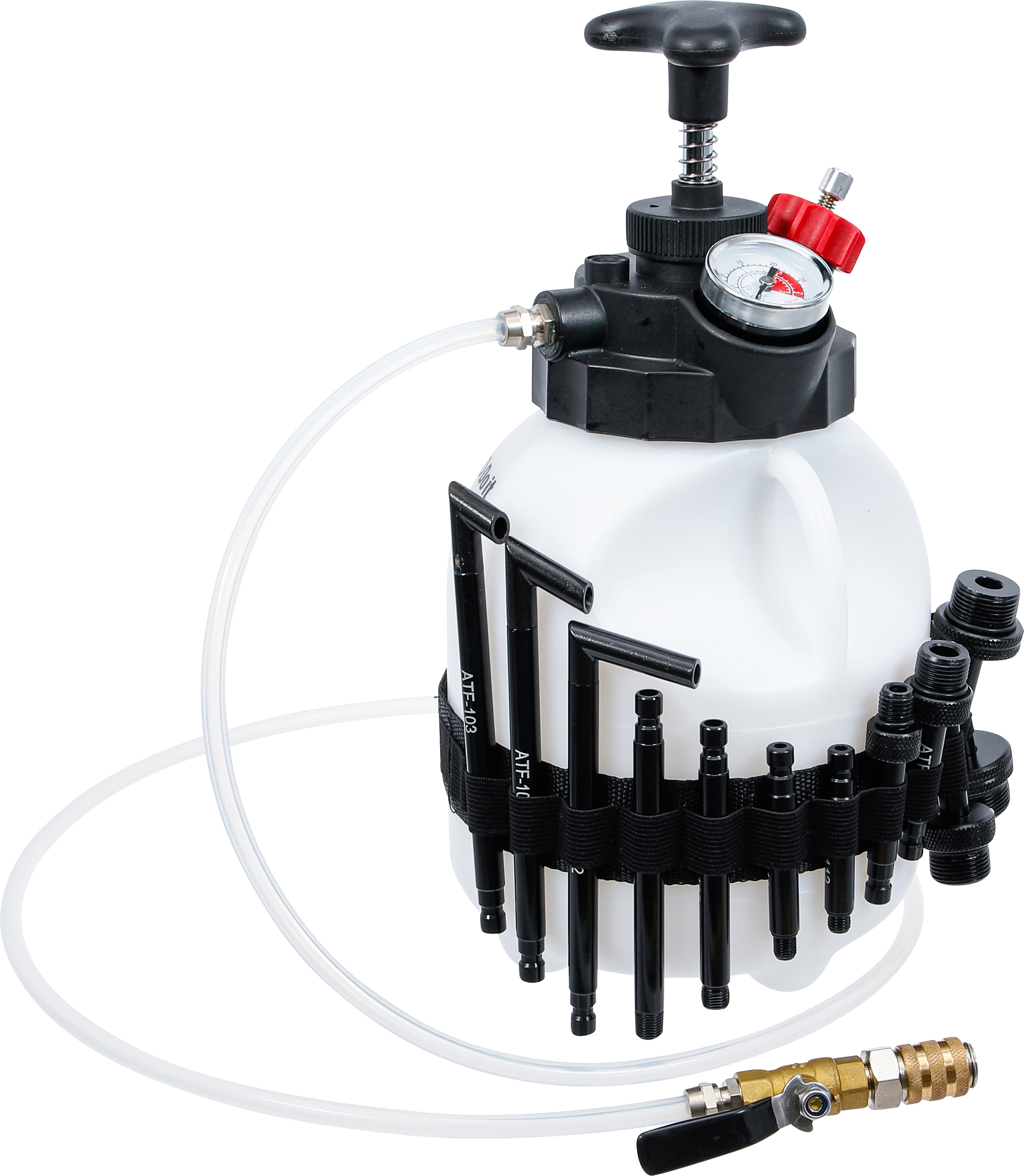 BGS Getriebeöl-Befüllgerät mit Handpumpe | mit 12 Adaptern | 3 l